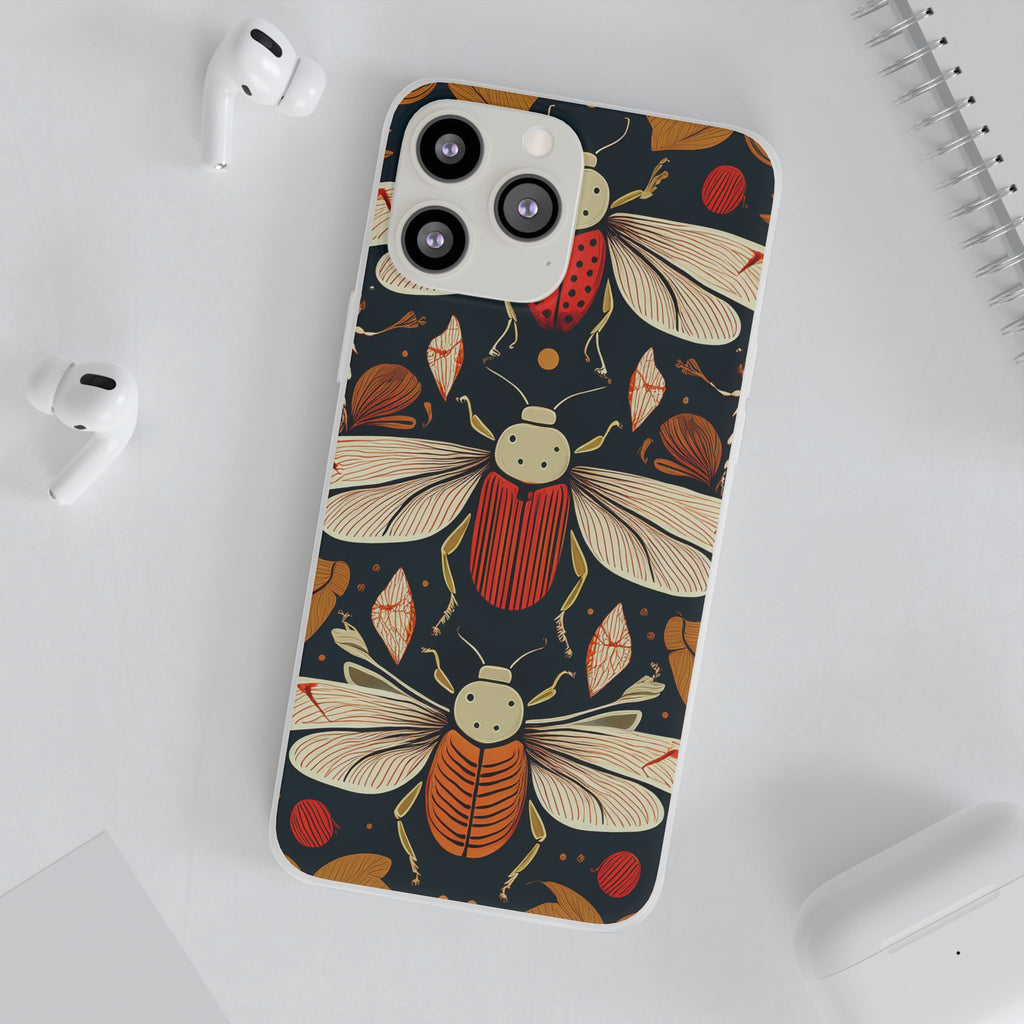 Bug Pattern Phone Case — Vintage Floral Firefly Design