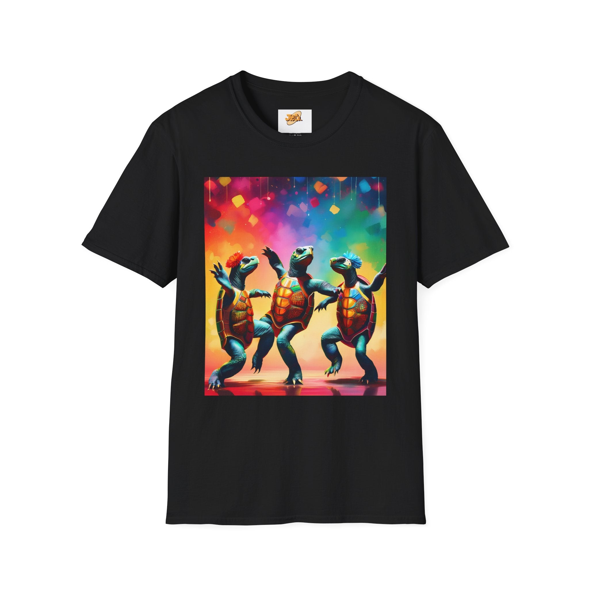 Dancing Turtles Graphic T-Shirt — Colorful Party Sea Turtle Tee