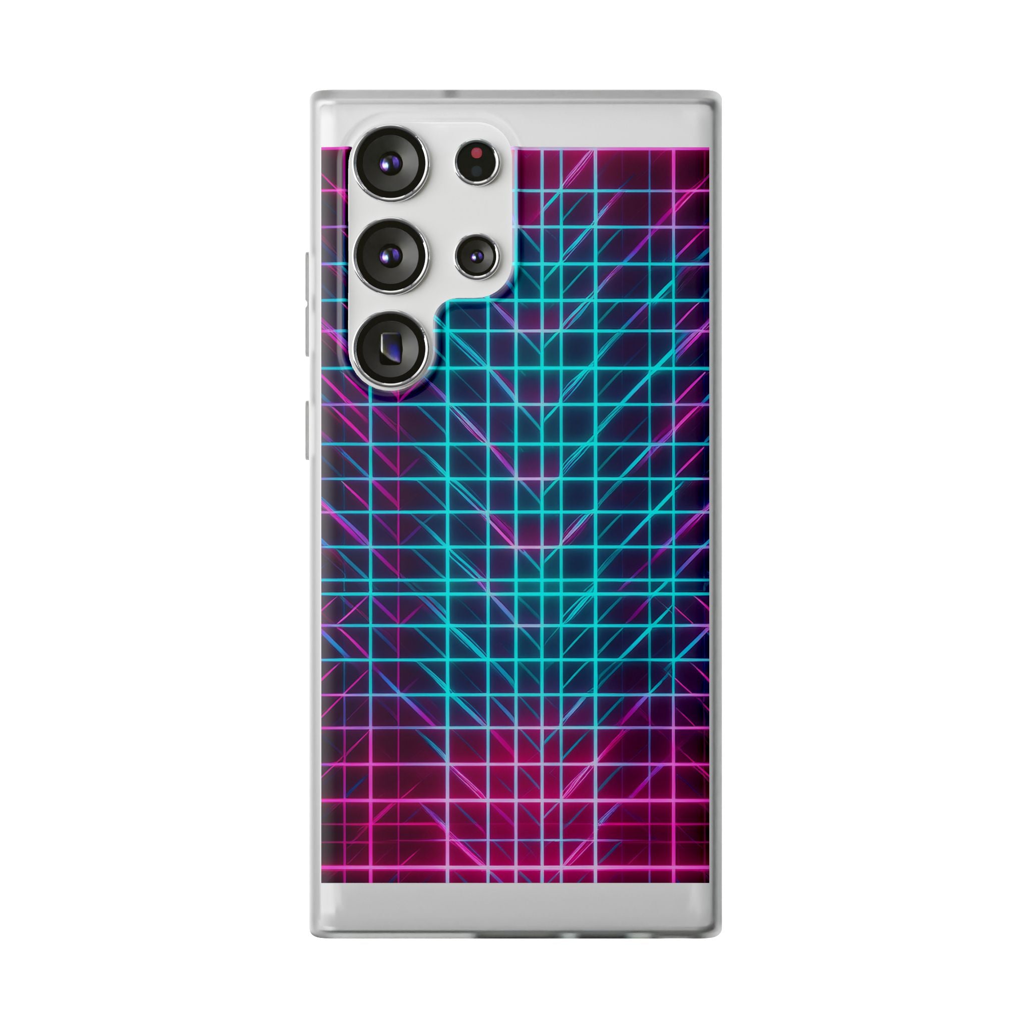 Retro Neon Grid Phone Case – 80s Vaporwave Geometric iPhone Cover