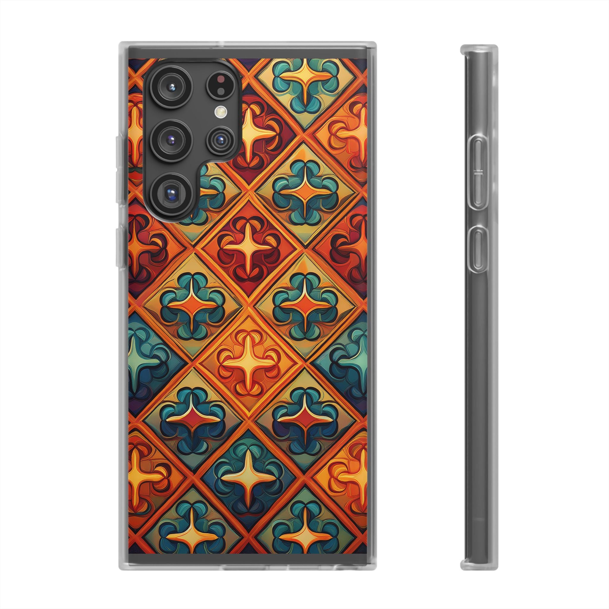 Vintage Tile Pattern Phone Case — Retro Moroccan Geometric Flexi Case