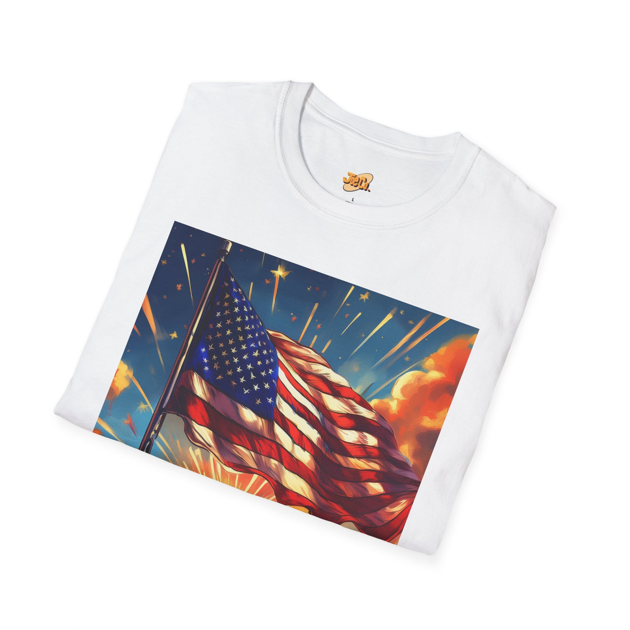 American Flag Sunrise T-Shirt — Patriotic USA Sunset Graphic Tee