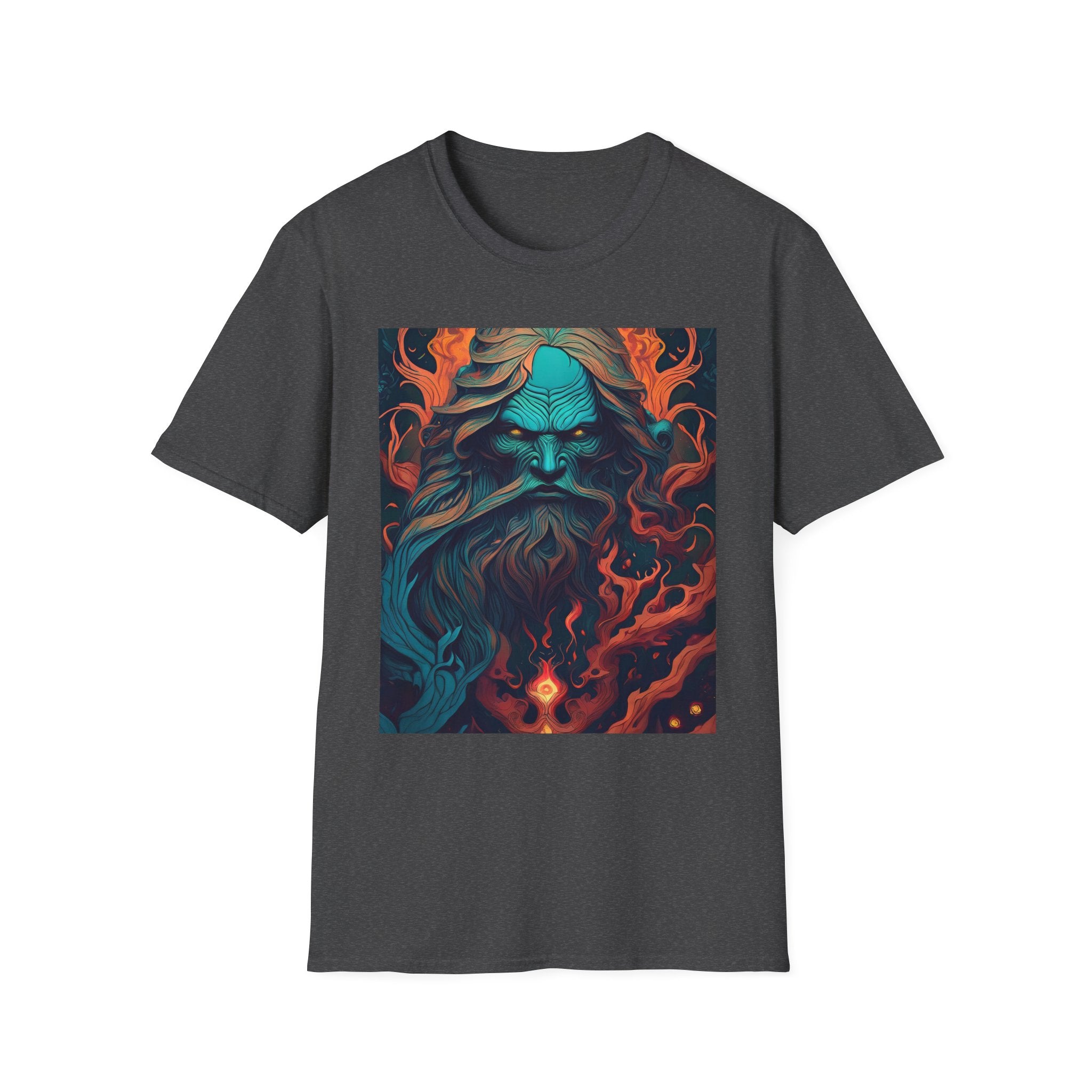 Mythic Sea God Graphic T-Shirt — Trident Poseidon Illustration