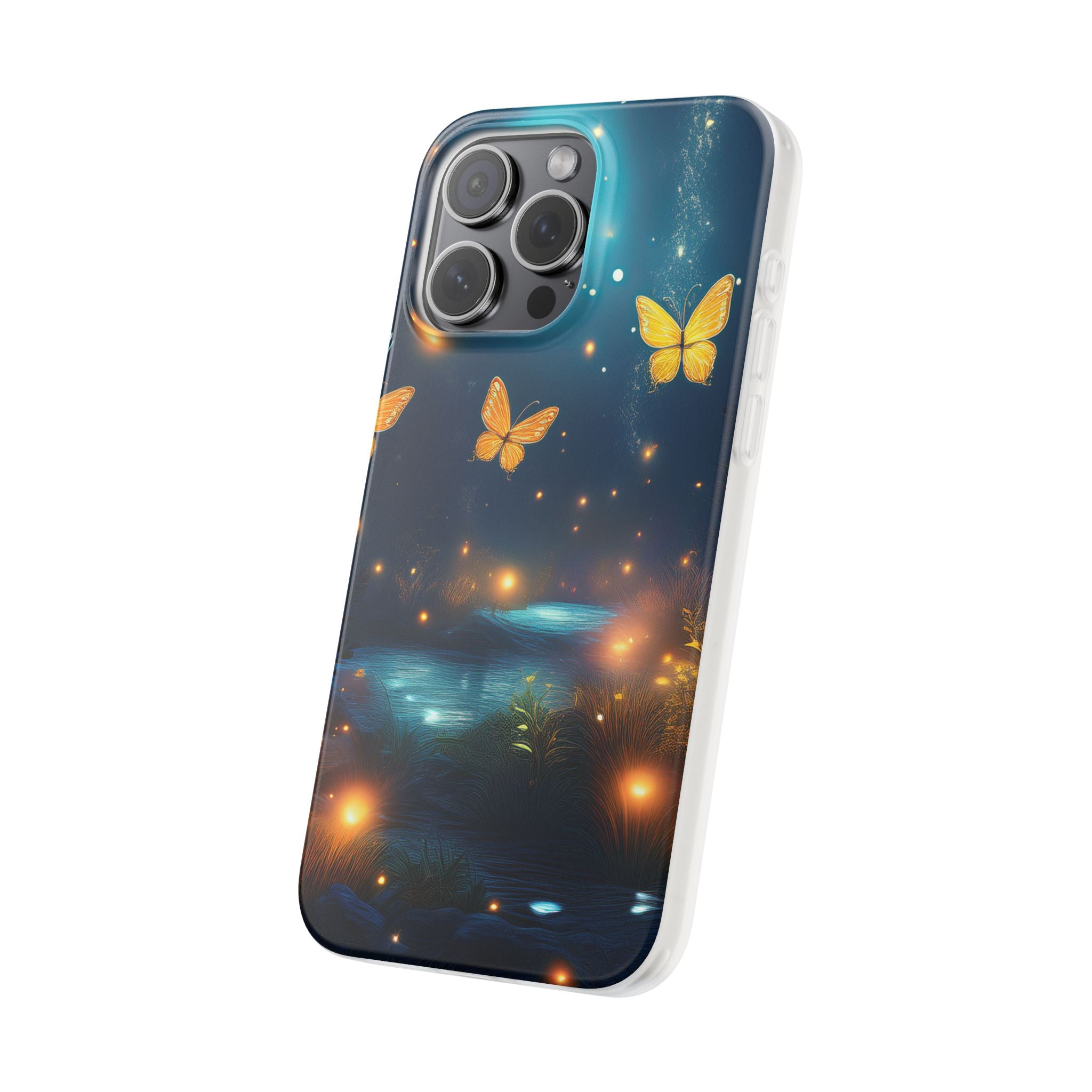 Butterfly Night Sky Phone Case – Glowing Firefly Fantasy for iPhone