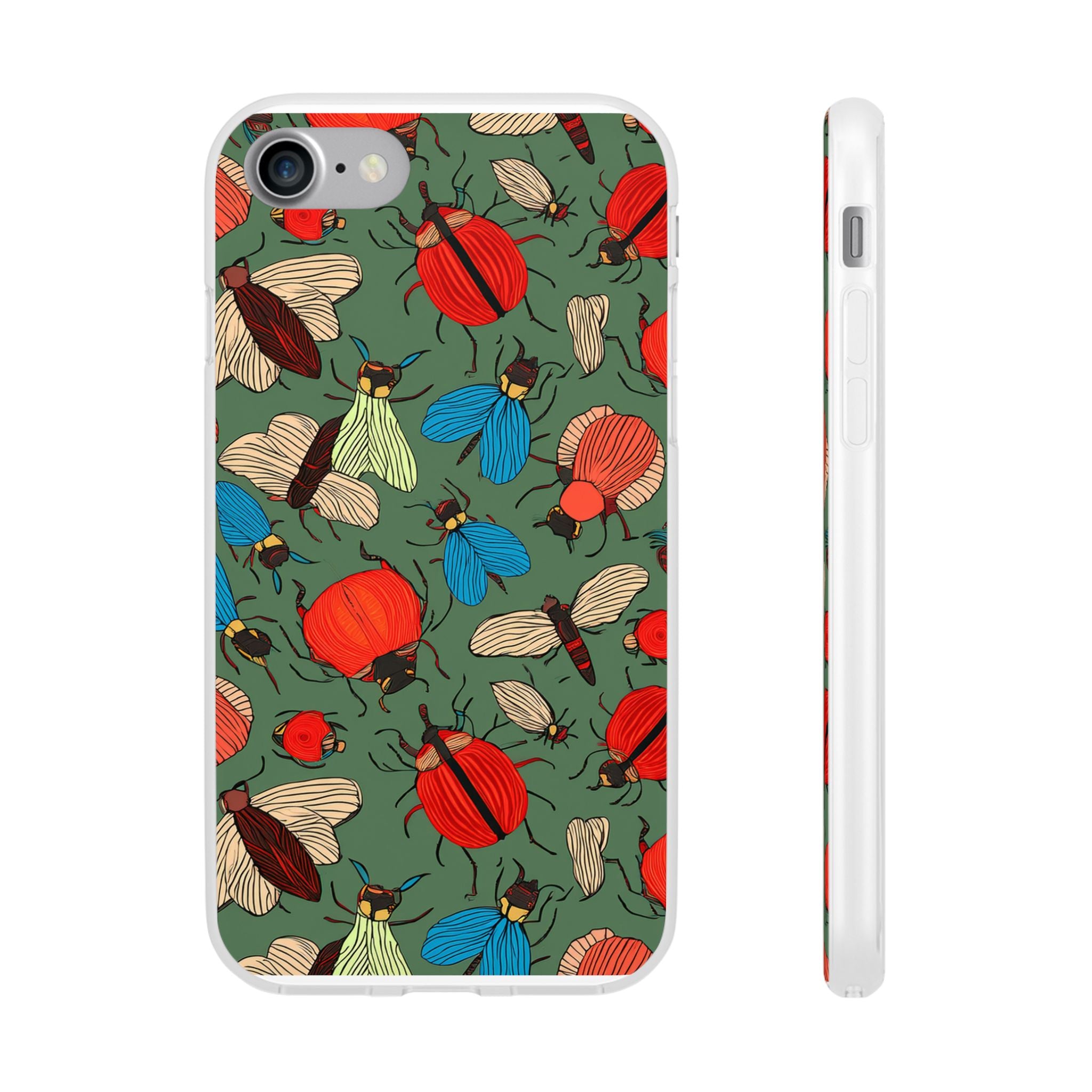 Bug Pattern Phone Case — Colorful Beetles & Flies Design