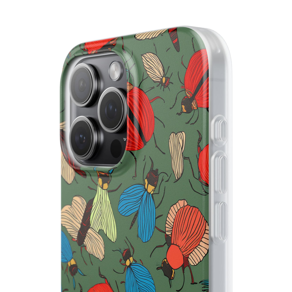 Bug Pattern Phone Case — Colorful Beetles & Flies Design