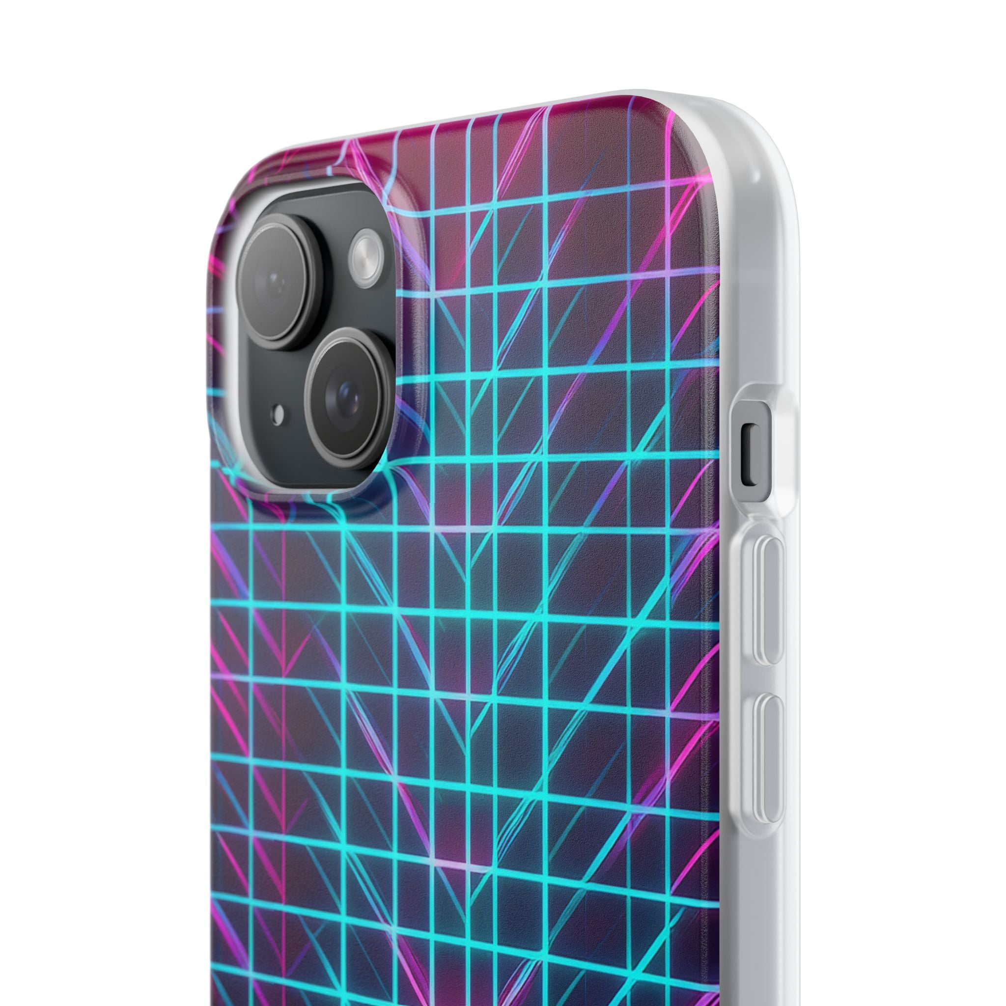 Retro Neon Grid Phone Case – 80s Vaporwave Geometric iPhone Cover