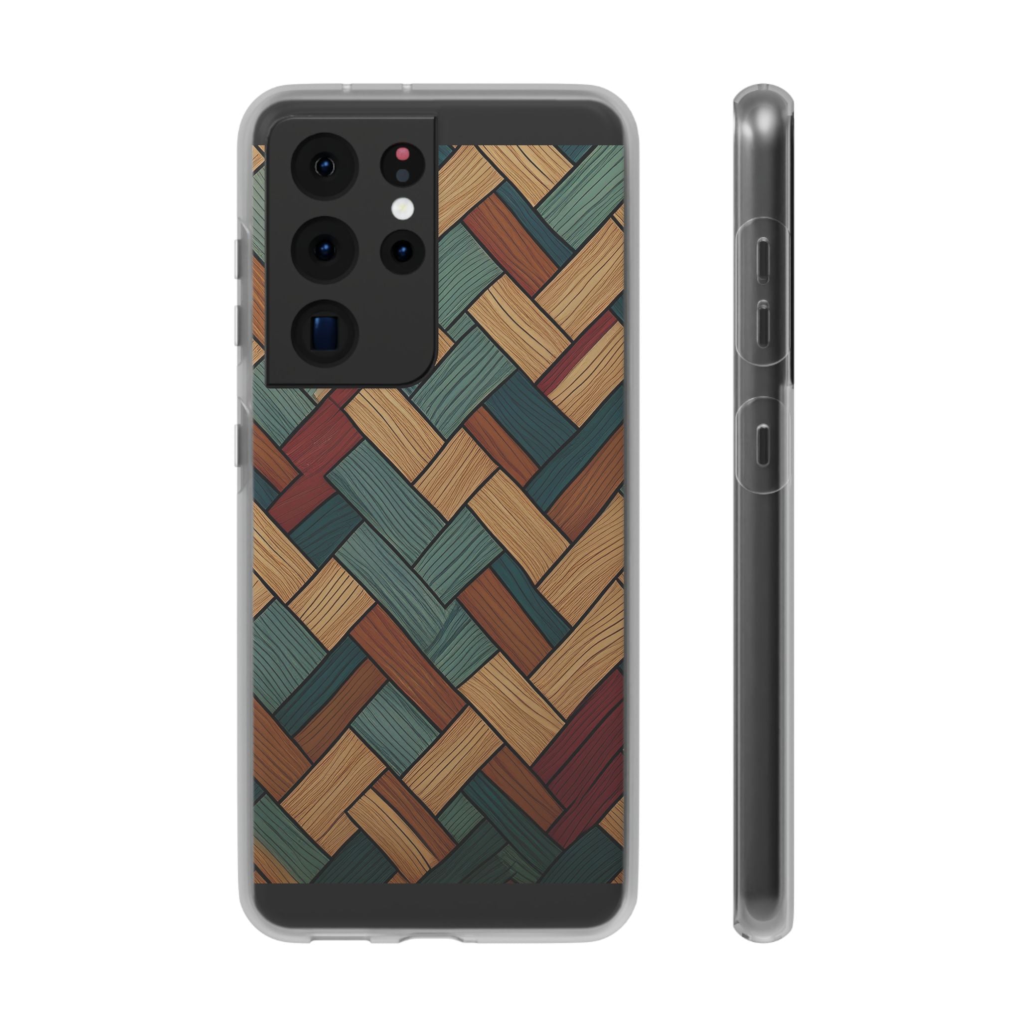 Woven Wood Pattern Phone Case — Rustic Geometric iPhone Flexi Case