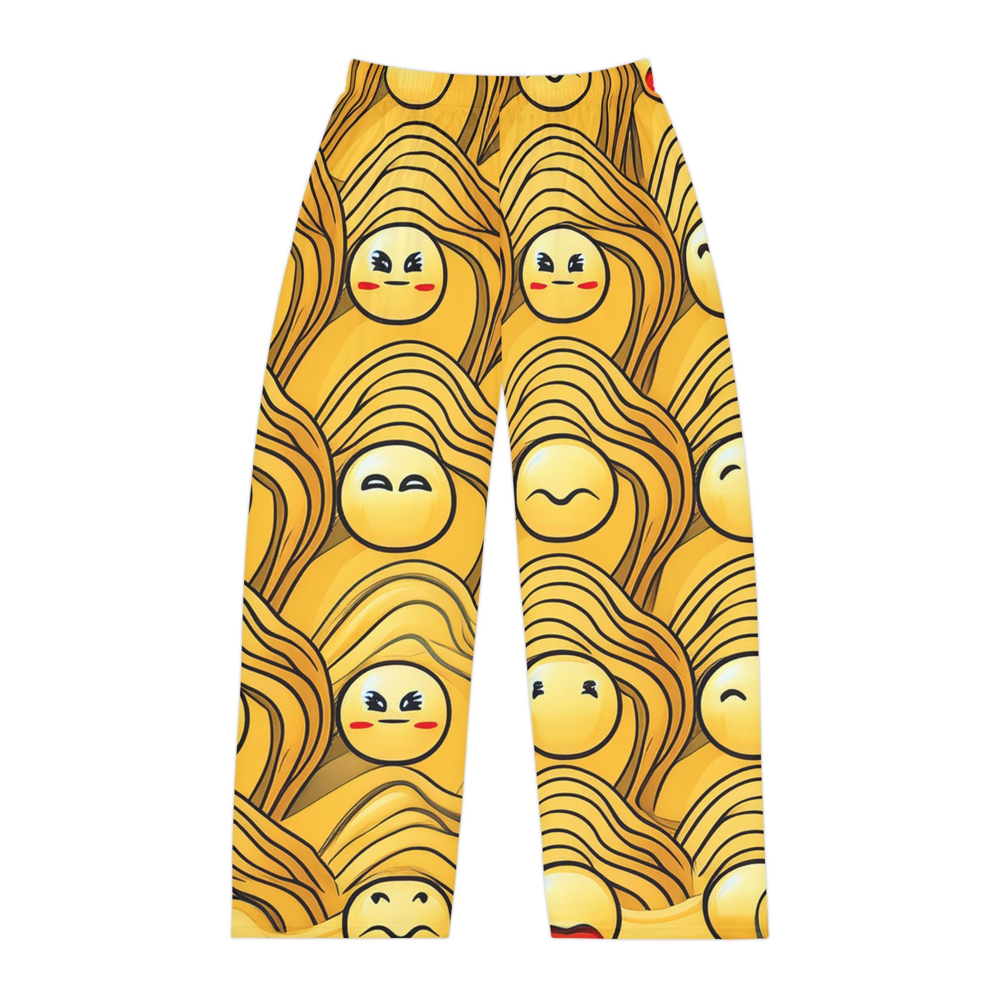 Emoji Pattern Pajama Pants — Yellow Smile Lounge Pants