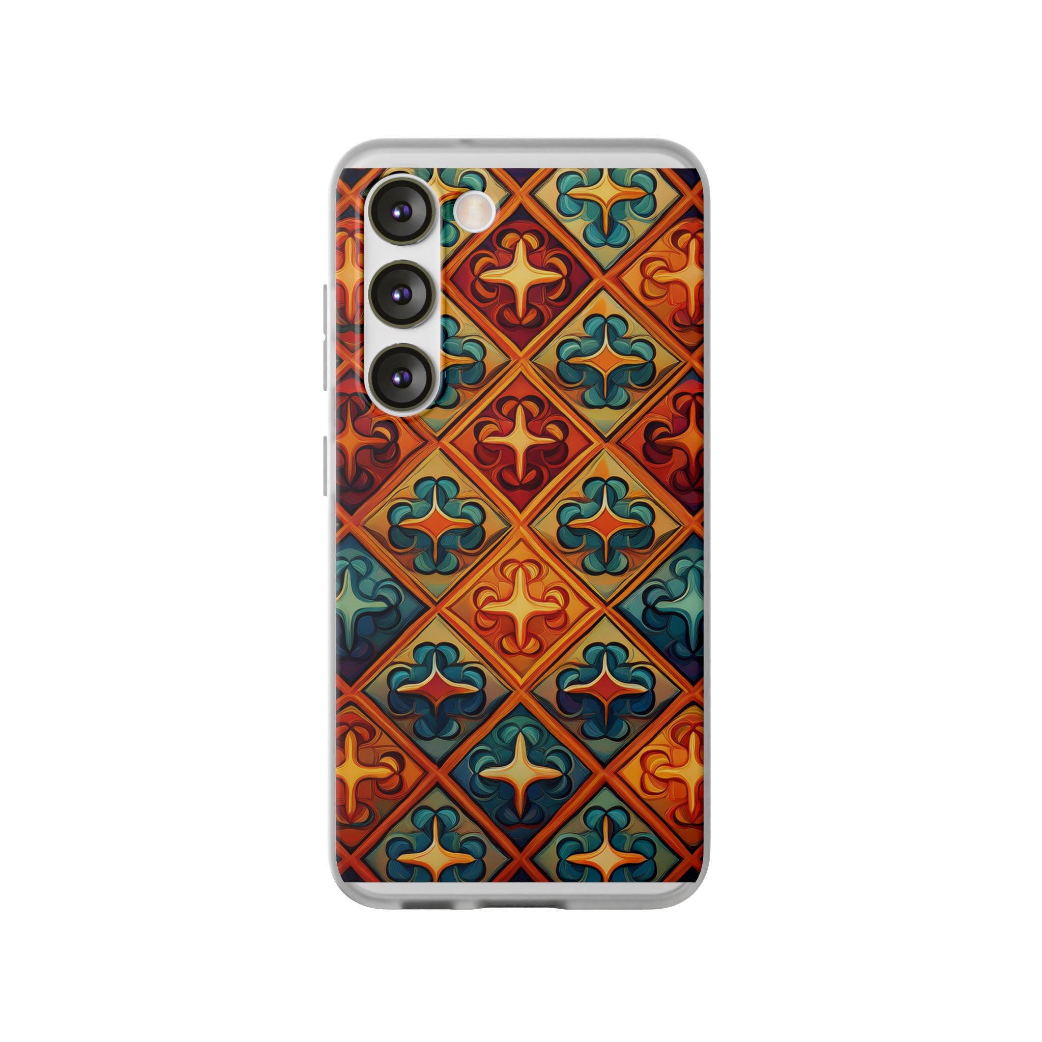 Vintage Tile Pattern Phone Case — Retro Moroccan Geometric Flexi Case