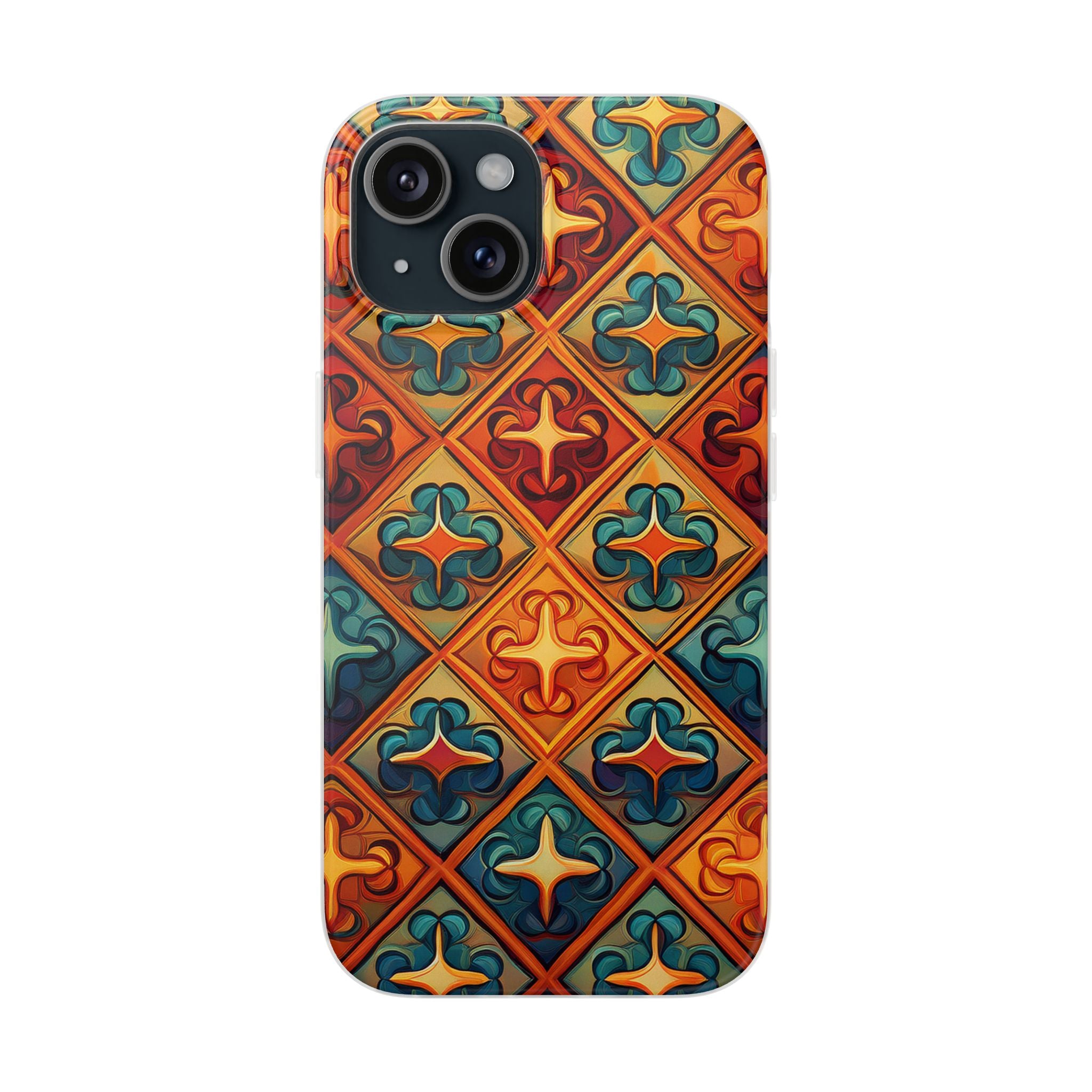 Vintage Tile Pattern Phone Case — Retro Moroccan Geometric Flexi Case