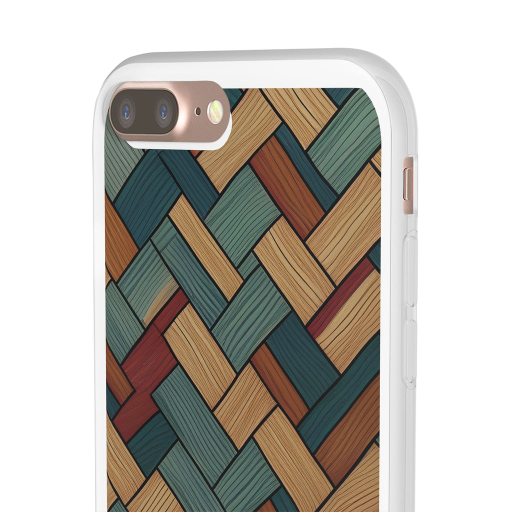Woven Wood Pattern Phone Case — Rustic Geometric iPhone Flexi Case
