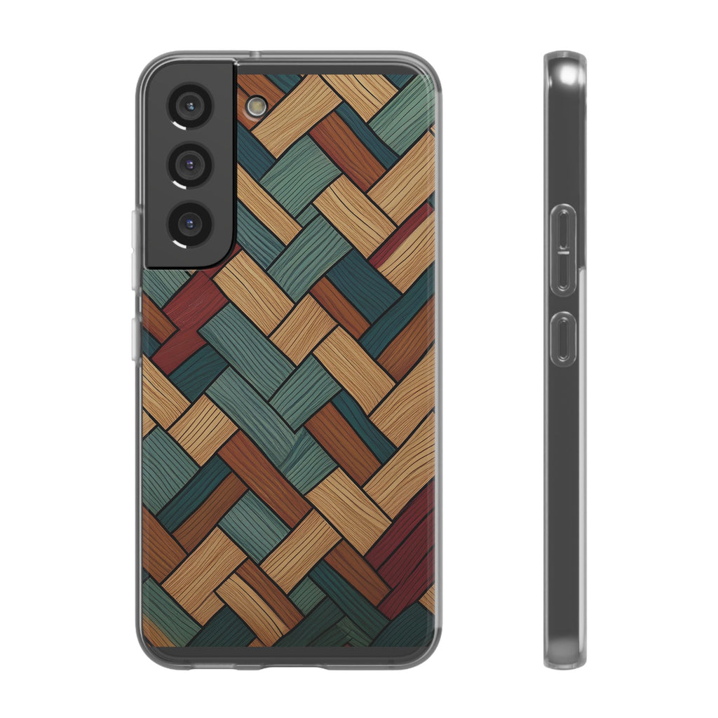 Woven Wood Pattern Phone Case — Rustic Geometric iPhone Flexi Case