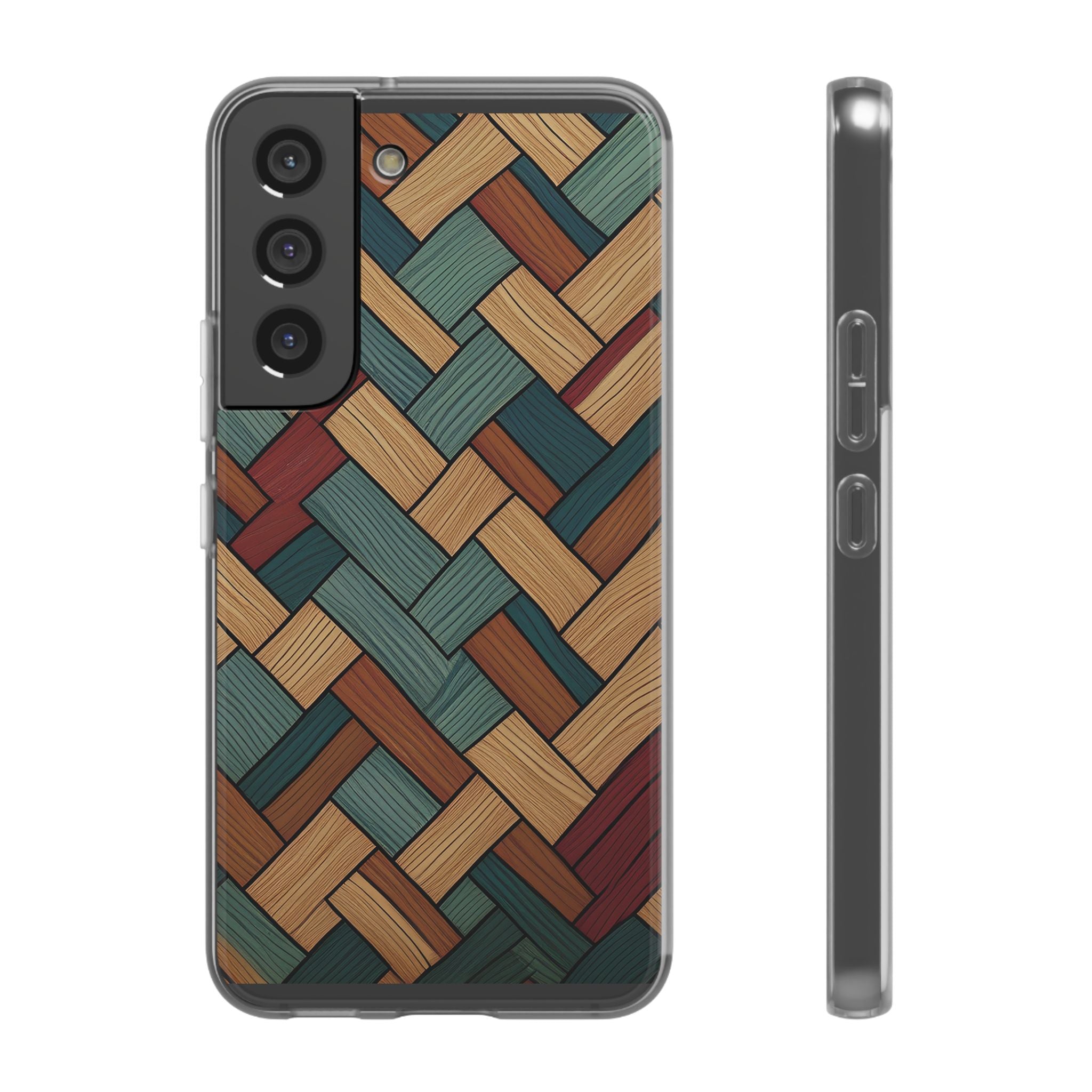 Woven Wood Pattern Phone Case — Rustic Geometric iPhone Flexi Case