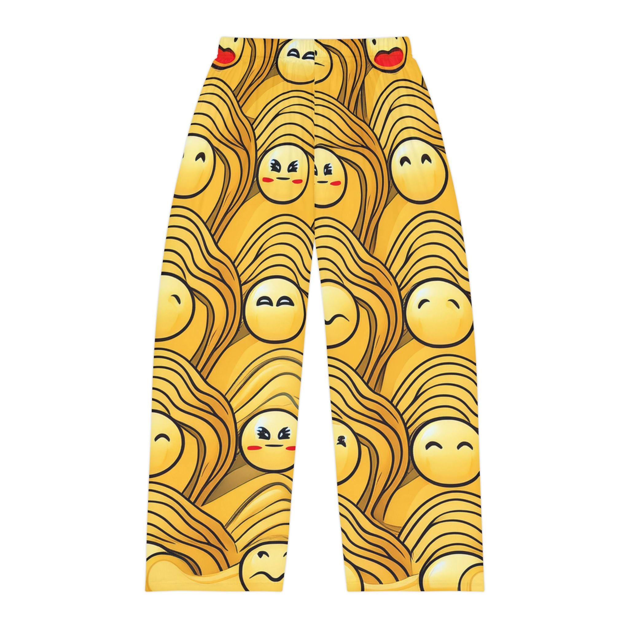 Emoji Pattern Pajama Pants — Yellow Smile Lounge Pants