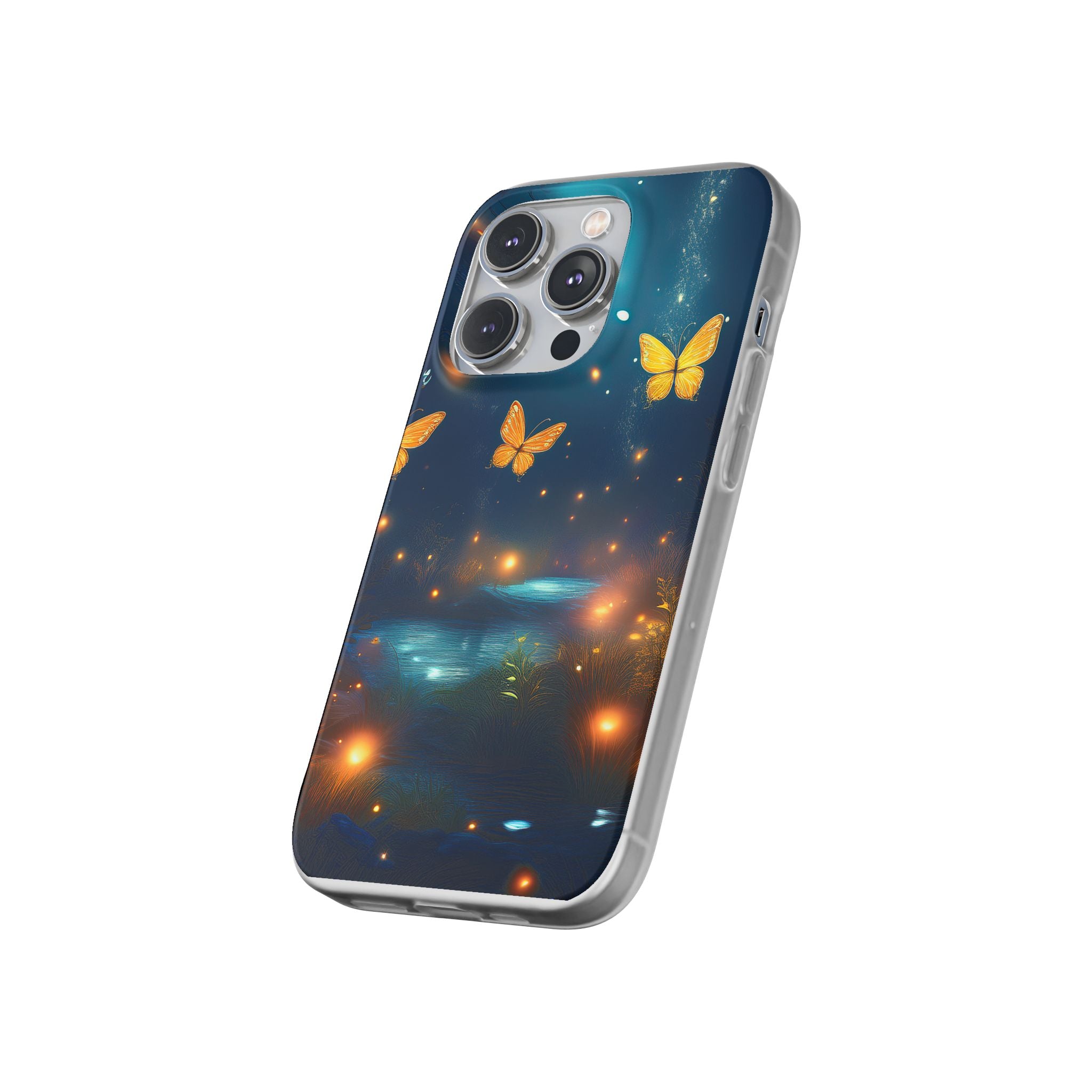 Butterfly Night Sky Phone Case – Glowing Firefly Fantasy for iPhone