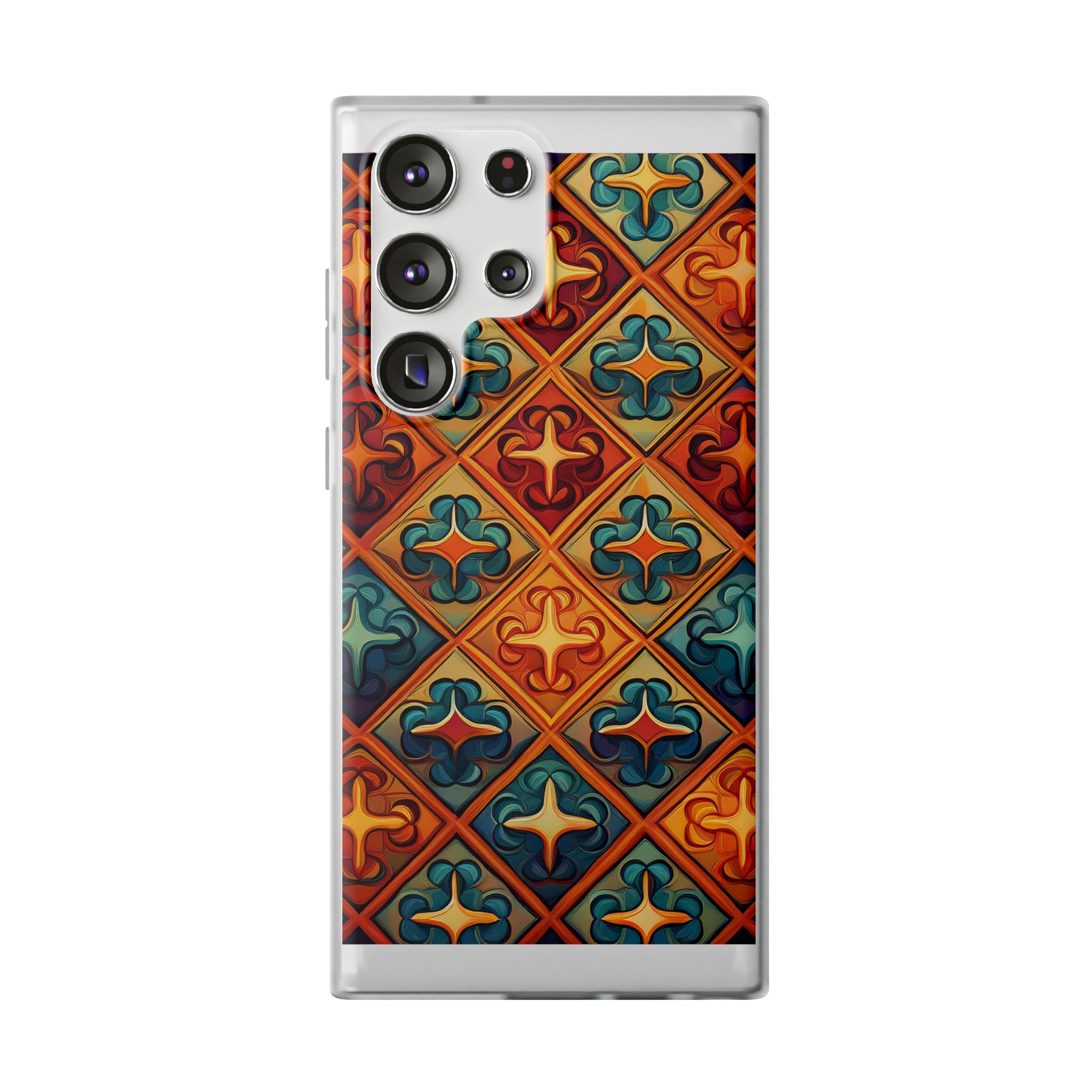 Vintage Tile Pattern Phone Case — Retro Moroccan Geometric Flexi Case