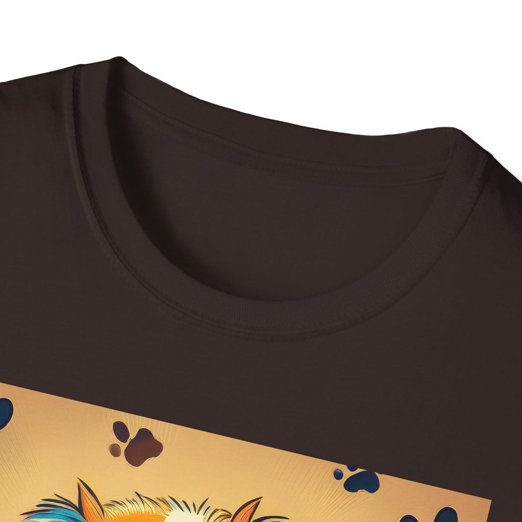 Cute Puppy Portrait T-Shirt — Colorful Paw Print Dog Graphic Tee