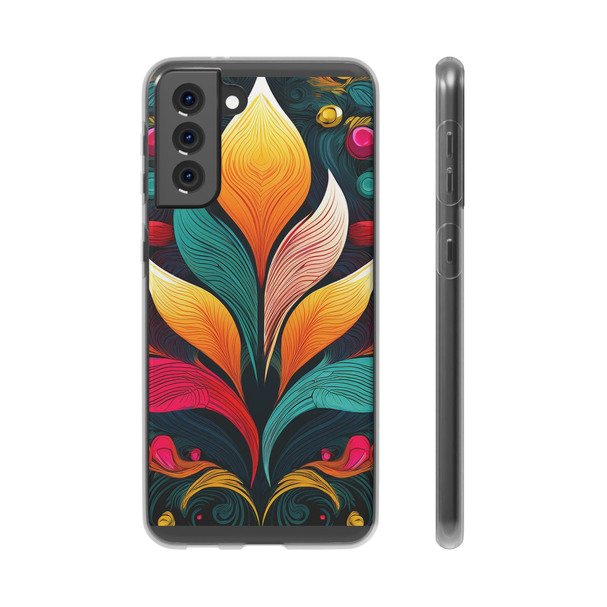 Floral Swirl Phone Case — Vibrant Boho Leaf Art Protective Cover