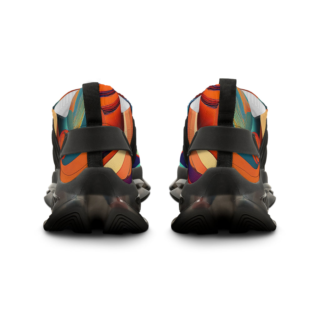 Mesh Sneakers — Retro Abstract Swirl Athletic Shoes