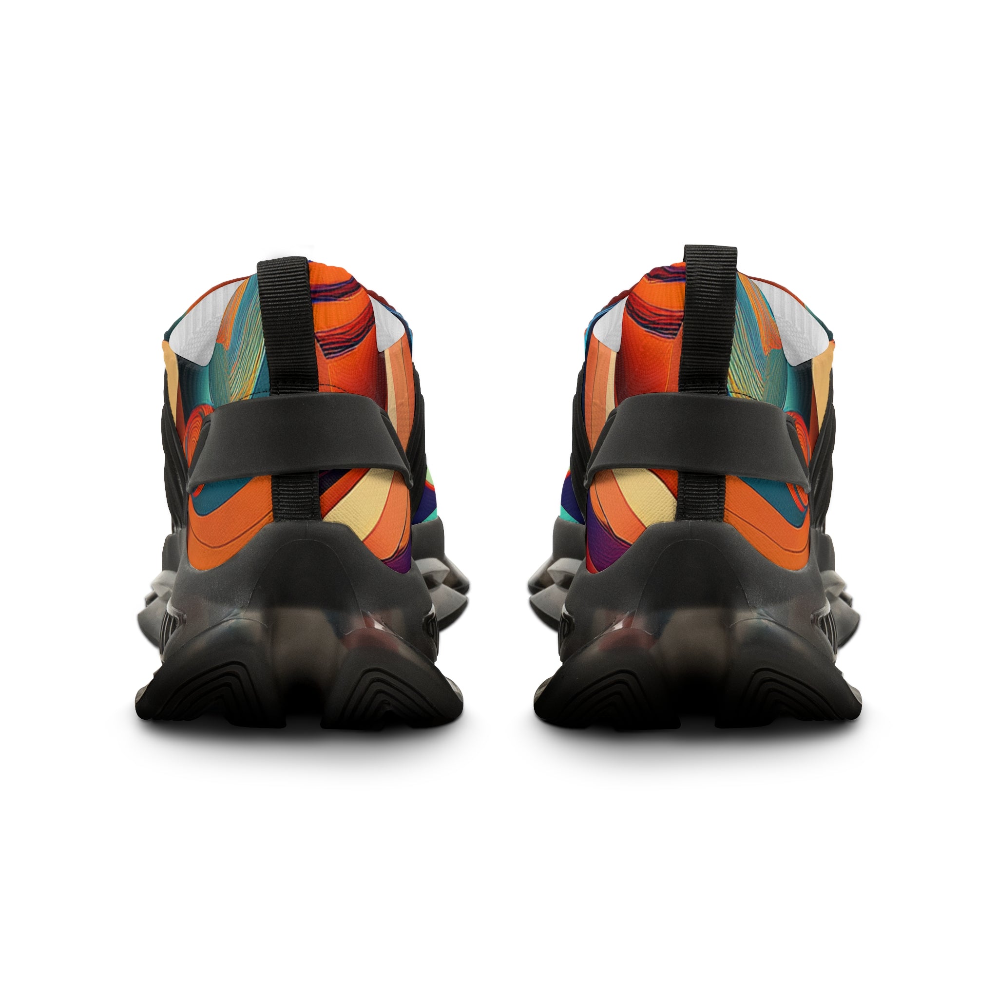 Mesh Sneakers — Retro Abstract Swirl Athletic Shoes