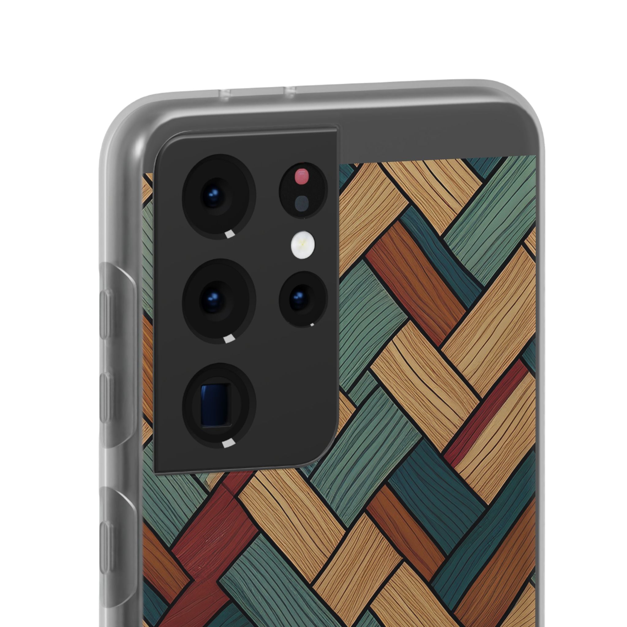 Woven Wood Pattern Phone Case — Rustic Geometric iPhone Flexi Case