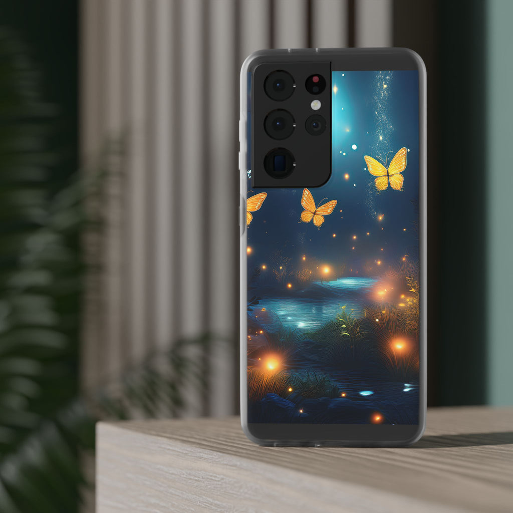 Butterfly Night Sky Phone Case – Glowing Firefly Fantasy for iPhone