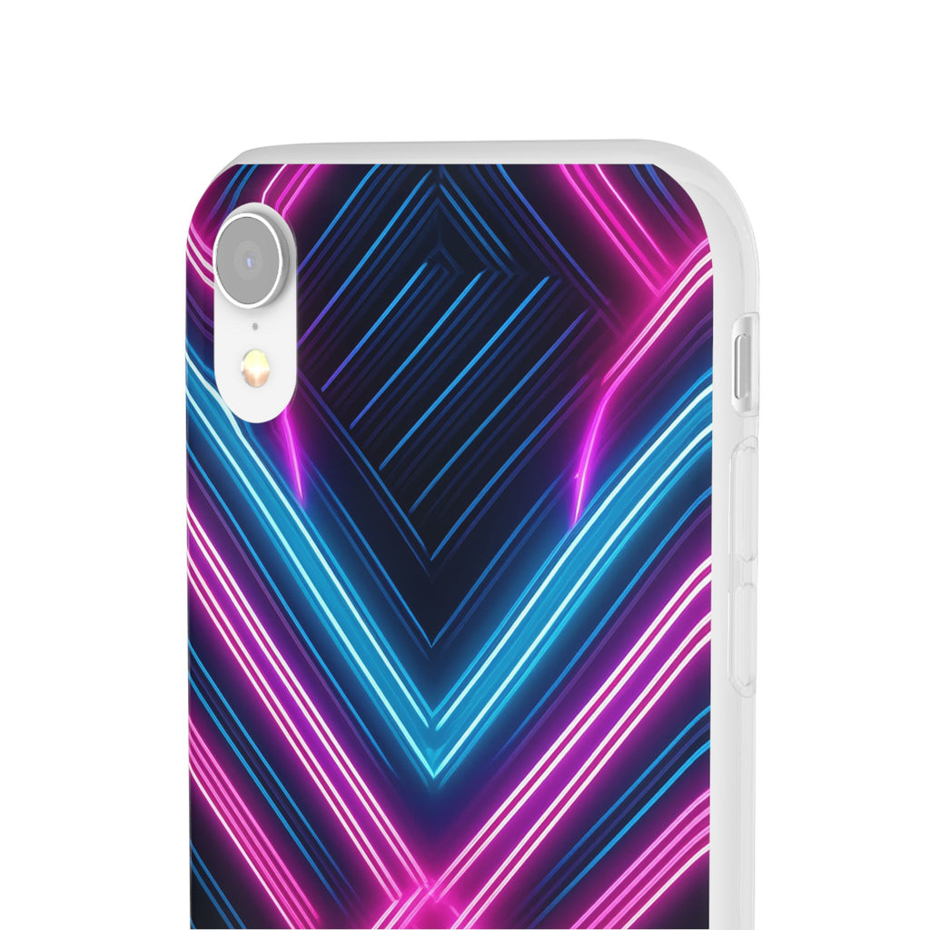 Neon Geometric Phone Case – Retro Vibes Blue & Pink Flexi Case