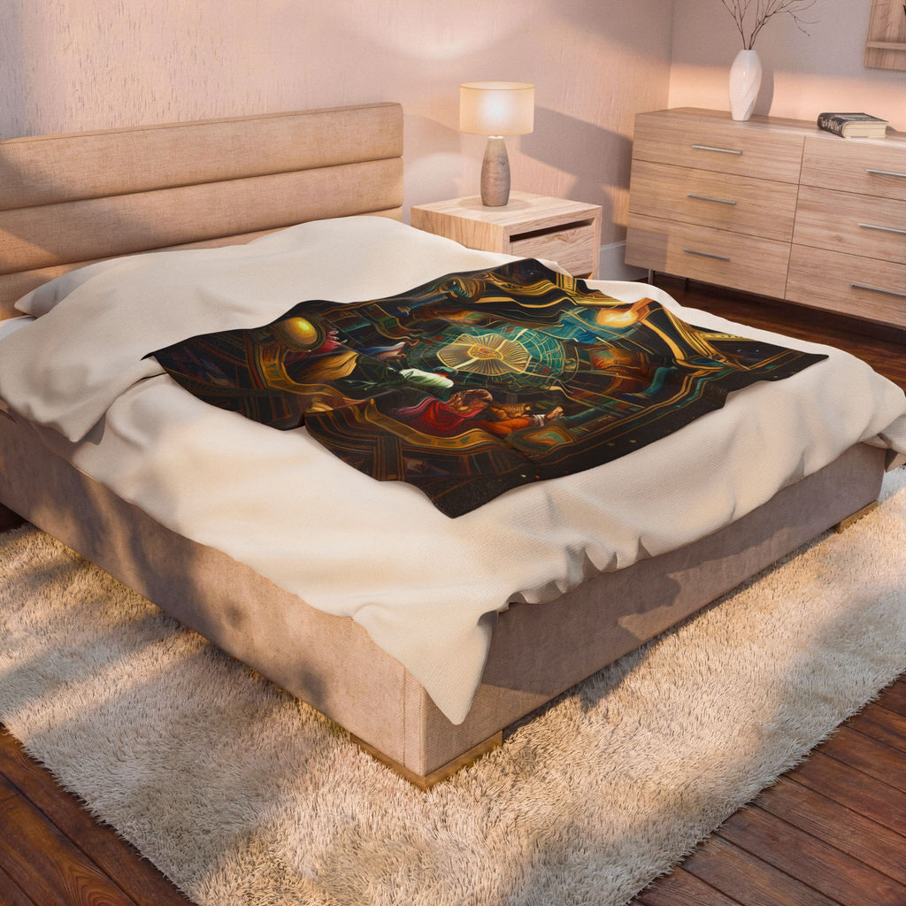 Velveteen Plush Blanket — Mystical Astrarium Tapestry Design