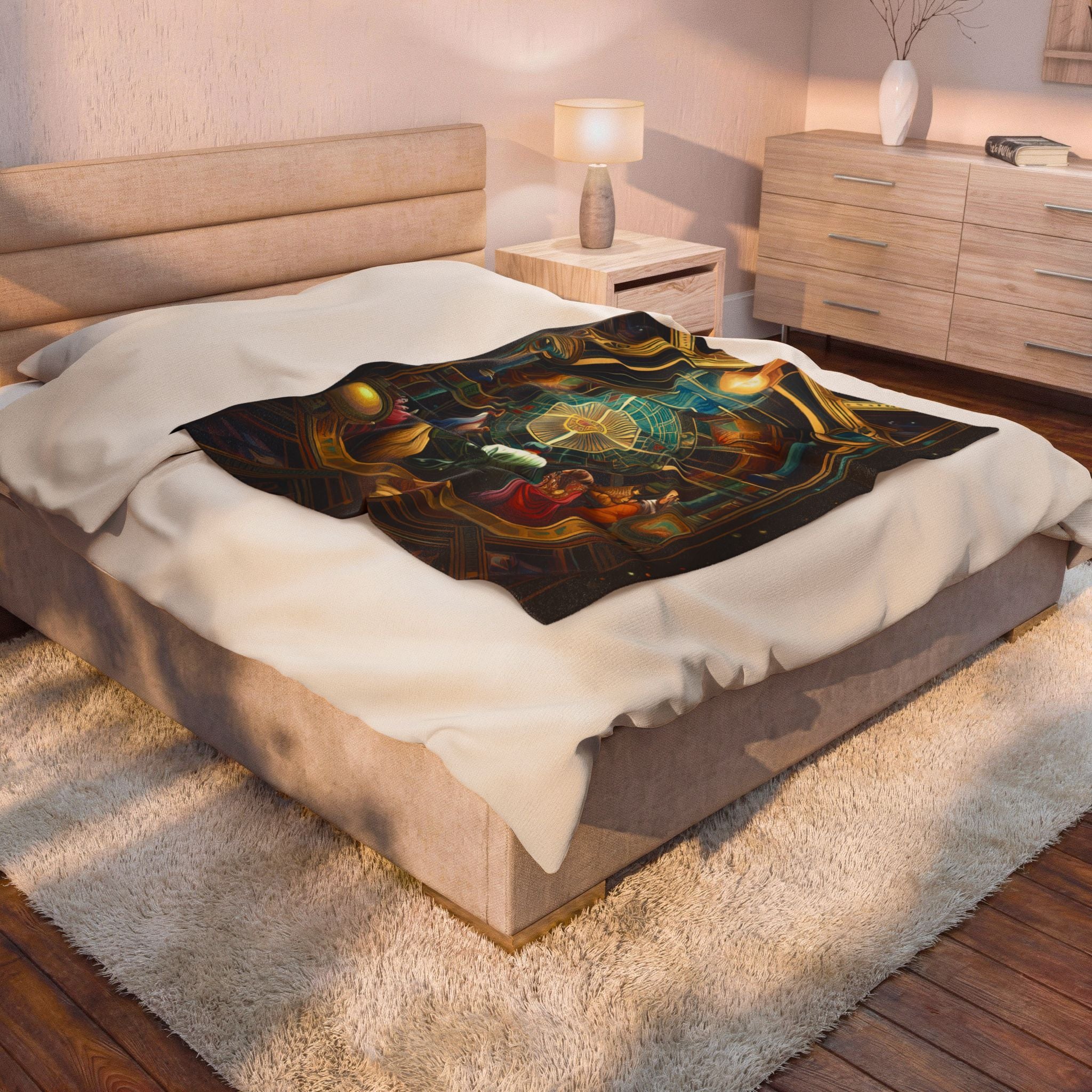Velveteen Plush Blanket — Mystical Astrarium Tapestry Design