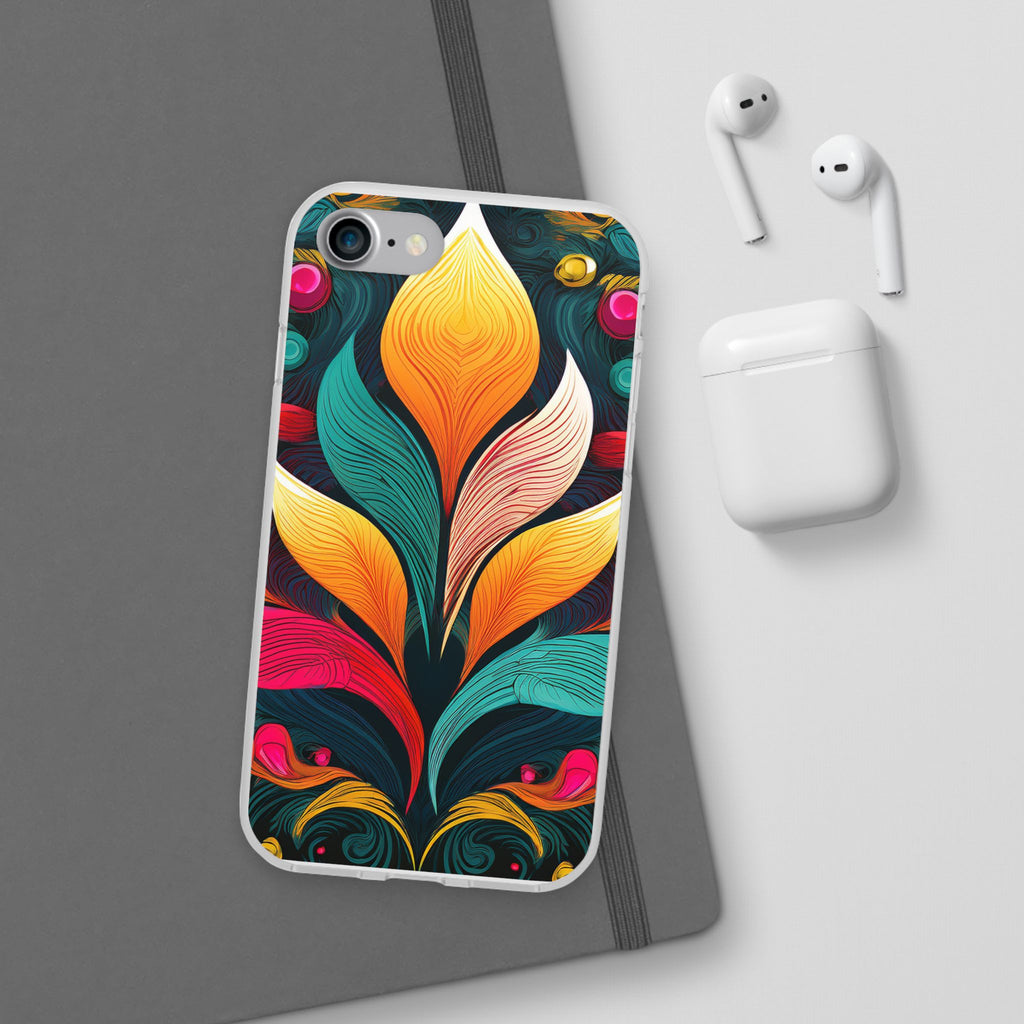 Floral Swirl Phone Case — Vibrant Boho Leaf Art Protective Cover