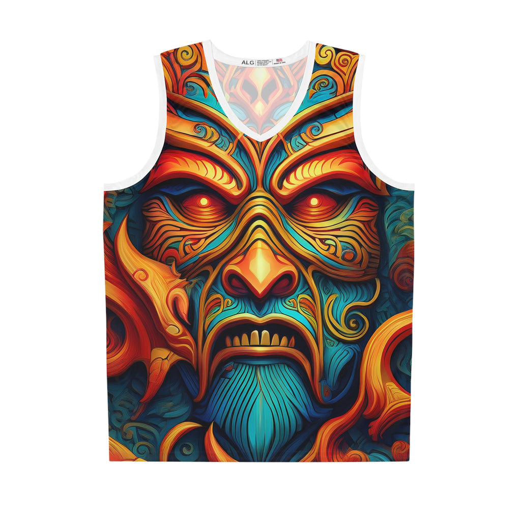 Tribal Flame Mask Basketball Jersey - All-Over-Print