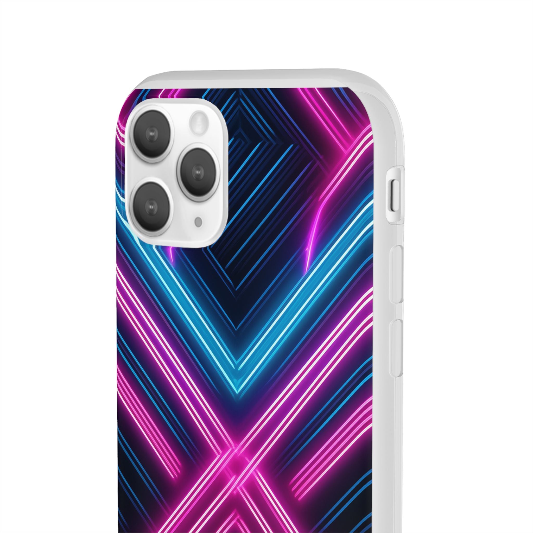 Neon Geometric Phone Case – Retro Vibes Blue & Pink Flexi Case