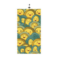 Smiley Waves Winter Neck Gaiter — Cute Yellow Face Pattern with Drawstring