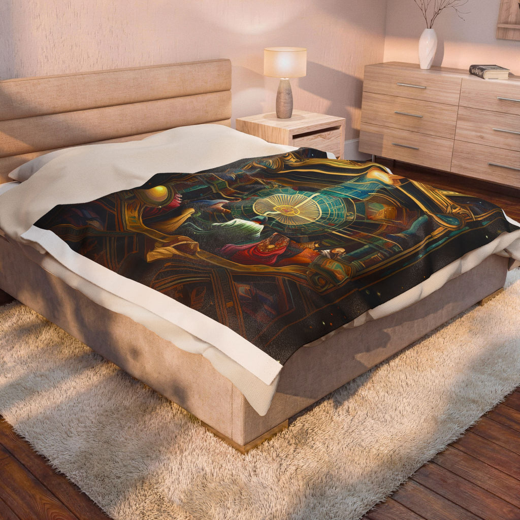 Velveteen Plush Blanket — Mystical Astrarium Tapestry Design