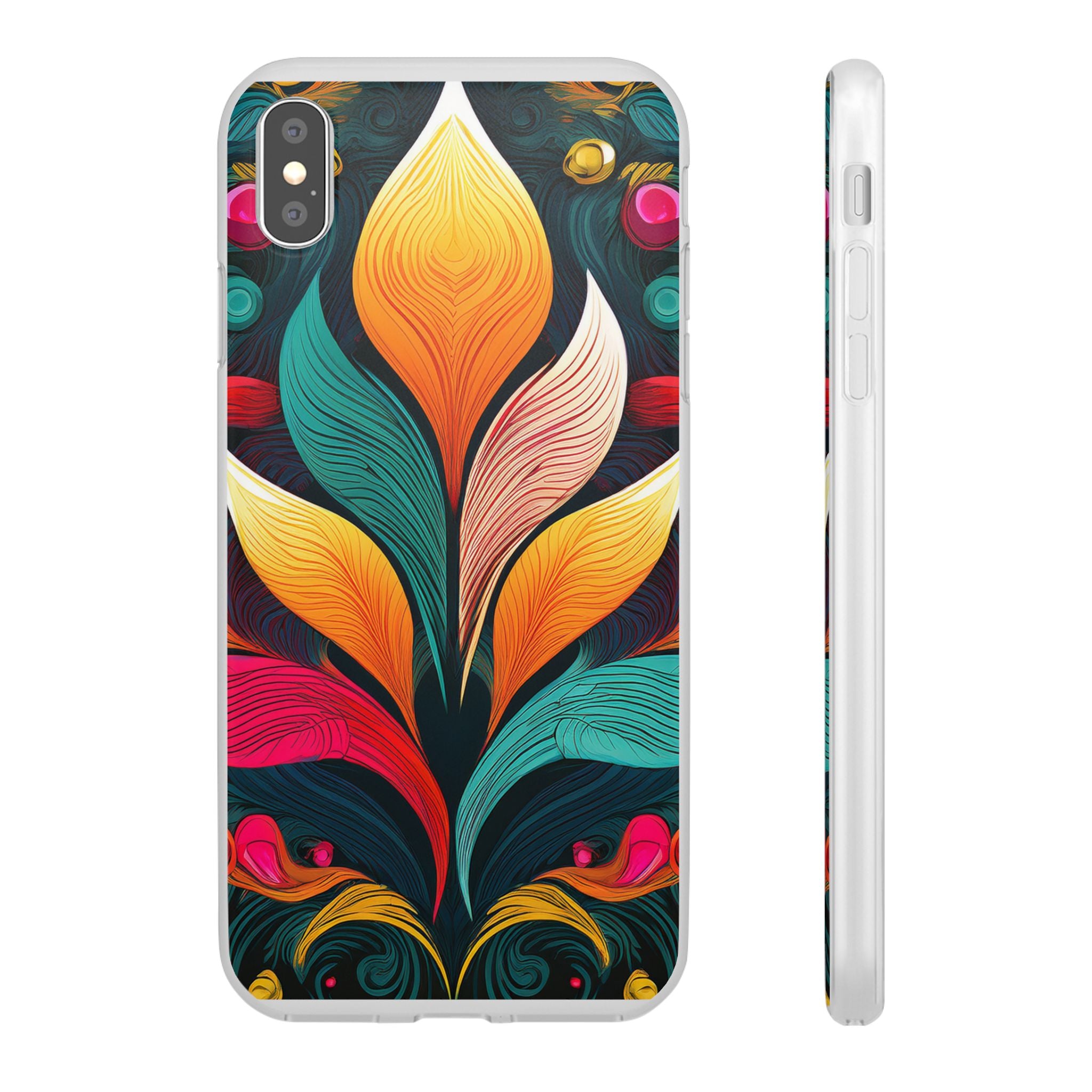 Floral Swirl Phone Case — Vibrant Boho Leaf Art Protective Cover