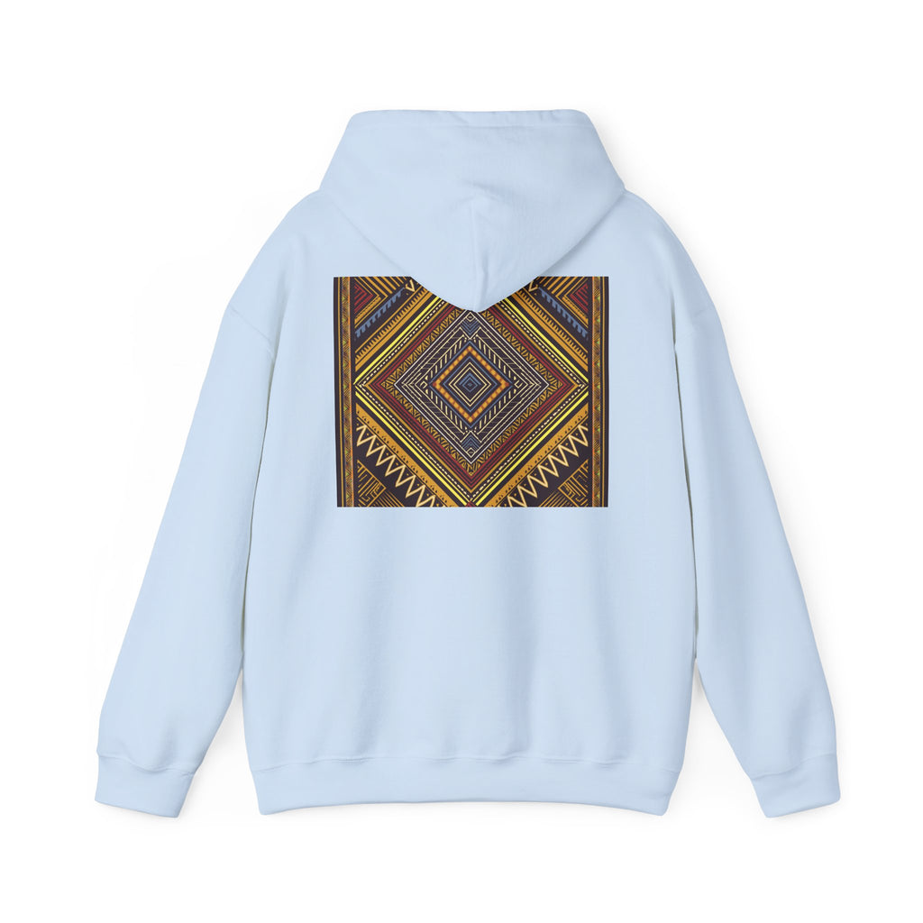 Boho Geometric Diamond Hoodie – Earthy Tribal Pattern Pullover