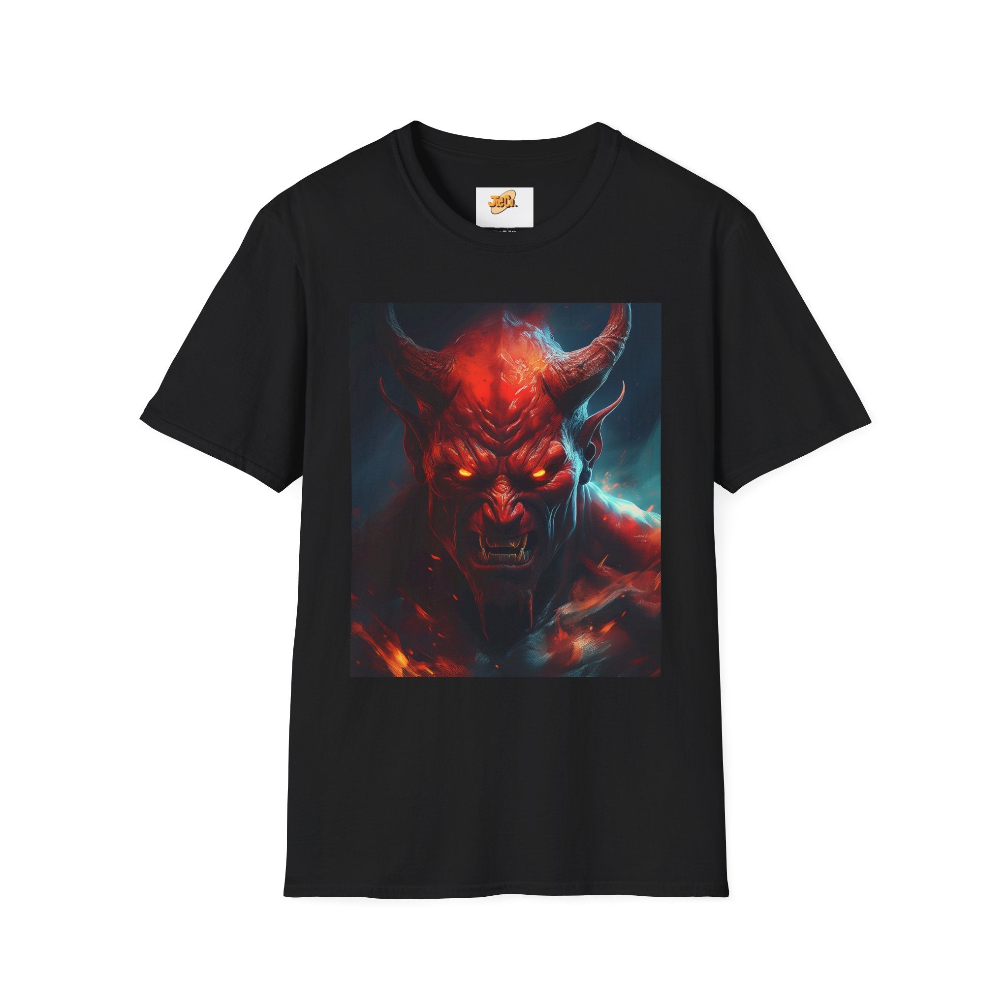 Demon Skull T-Shirt — Fiery Horned Demon Graphic Tee