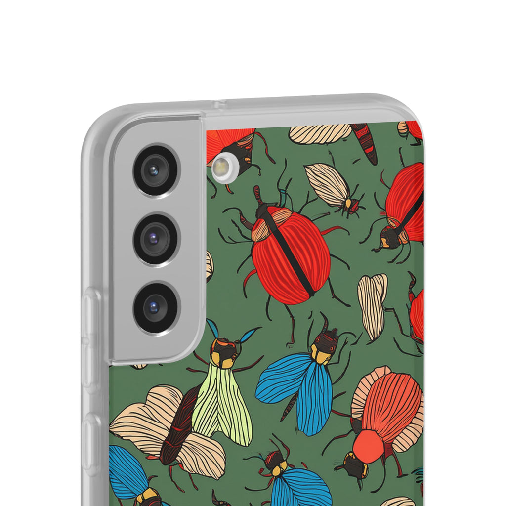 Bug Pattern Phone Case — Colorful Beetles & Flies Design
