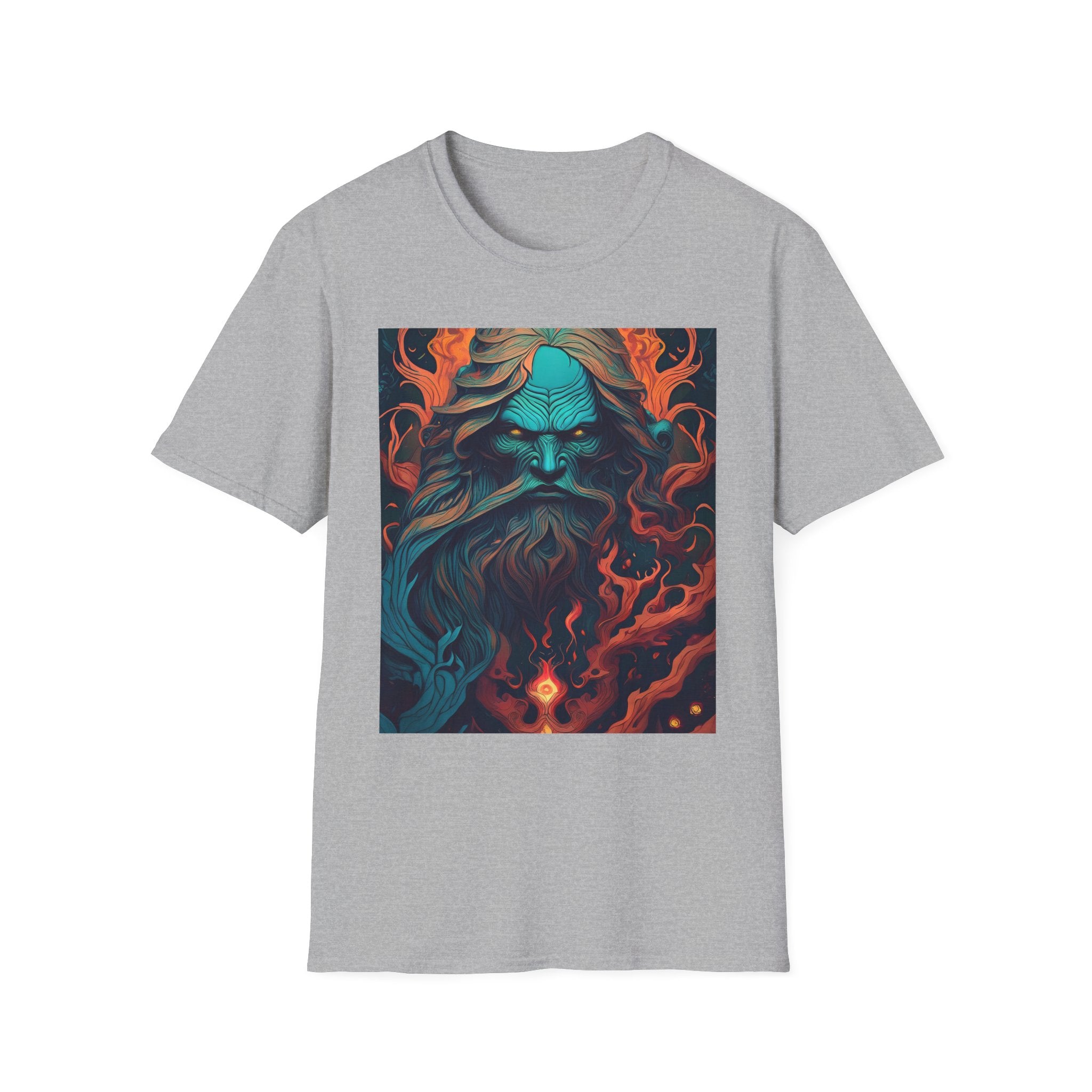 Mythic Sea God Graphic T-Shirt — Trident Poseidon Illustration