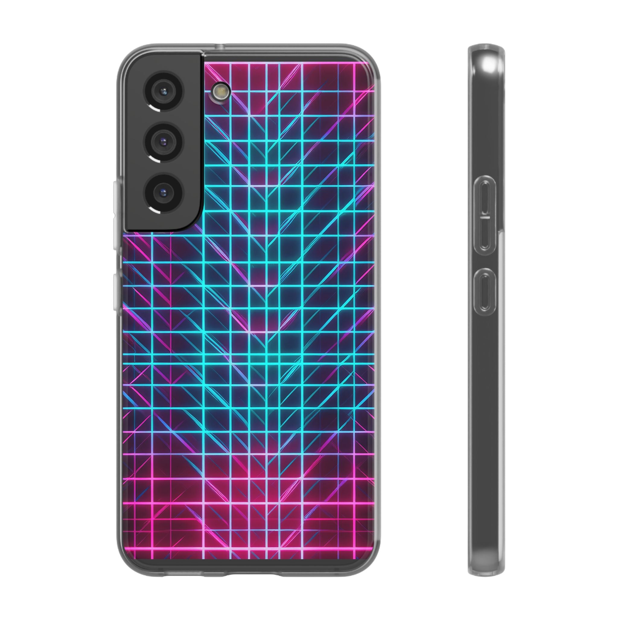 Retro Neon Grid Phone Case – 80s Vaporwave Geometric iPhone Cover