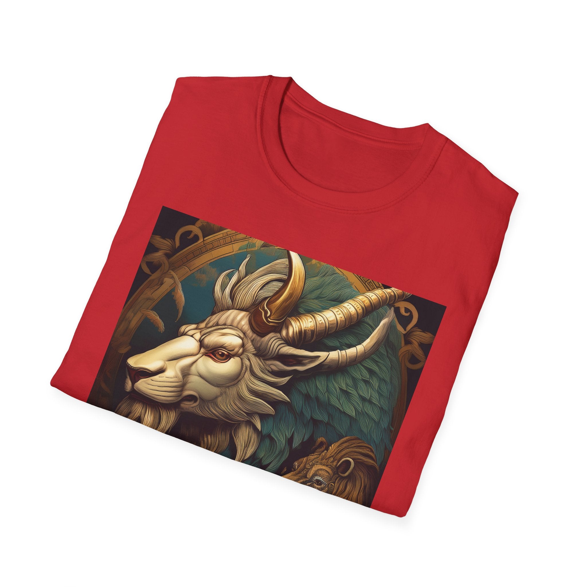 Mythical Beast Art T-Shirt — Majestic Ram & Goat Fantasy Illustration