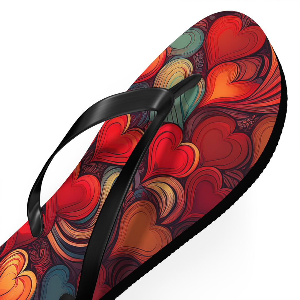 Heart Pattern Flip Flops — Colorful Romantic Summer Sandals