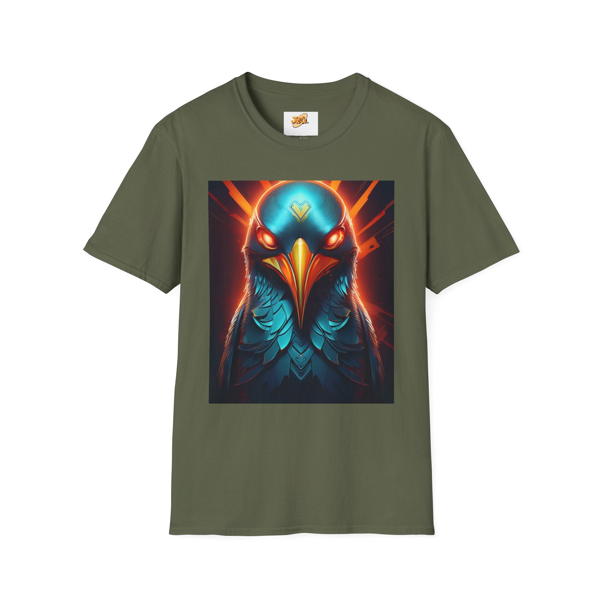 Mystic Raven Graphic T-Shirt — Neon Bird Art Tee