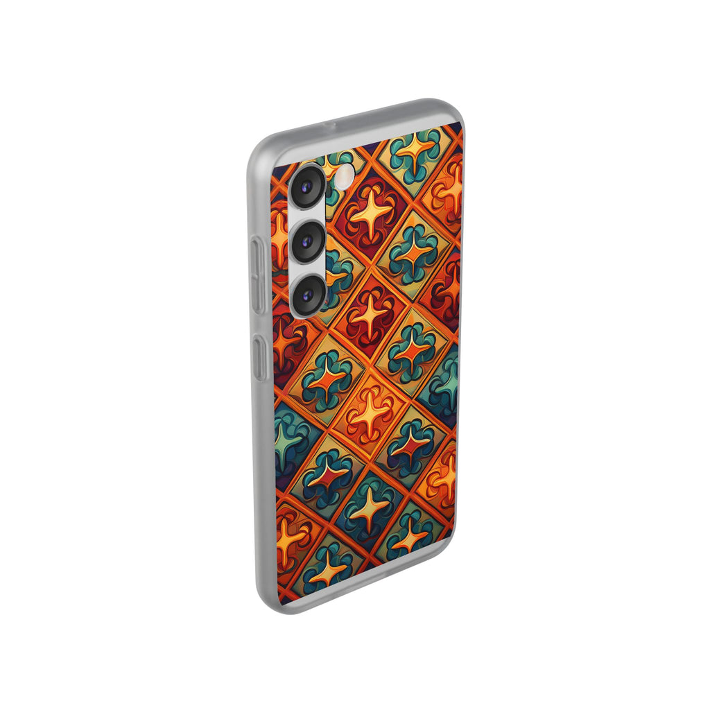 Vintage Tile Pattern Phone Case — Retro Moroccan Geometric Flexi Case