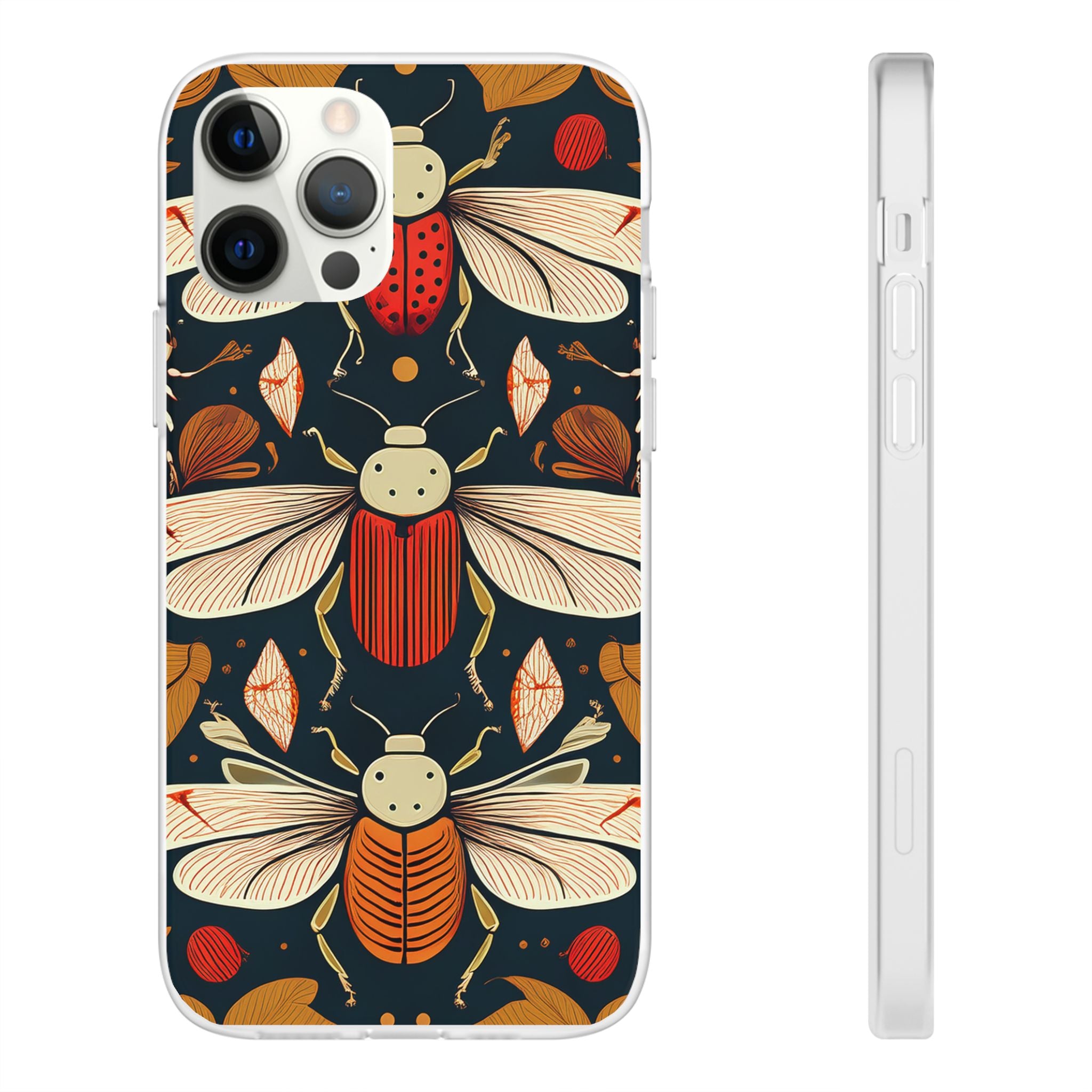 Bug Pattern Phone Case — Vintage Floral Firefly Design