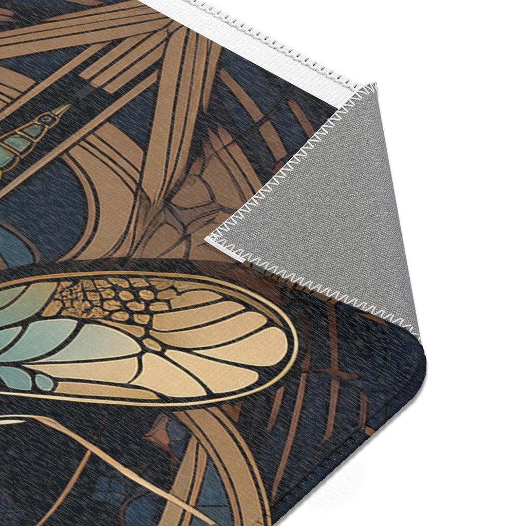 Art Nouveau Dragonfly Area Rug — Vintage Botanical Accent Rug