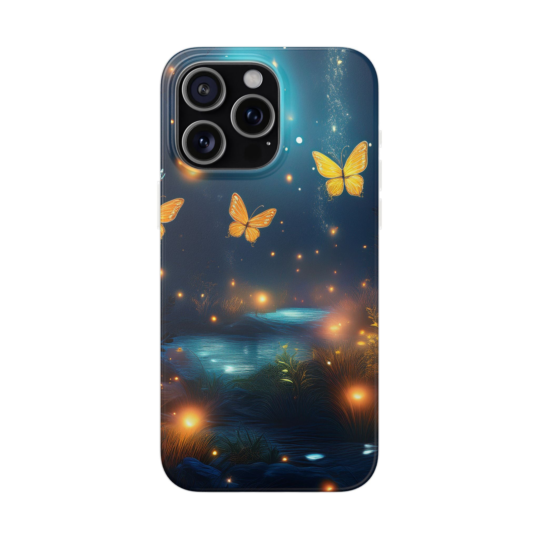 Butterfly Night Sky Phone Case – Glowing Firefly Fantasy for iPhone