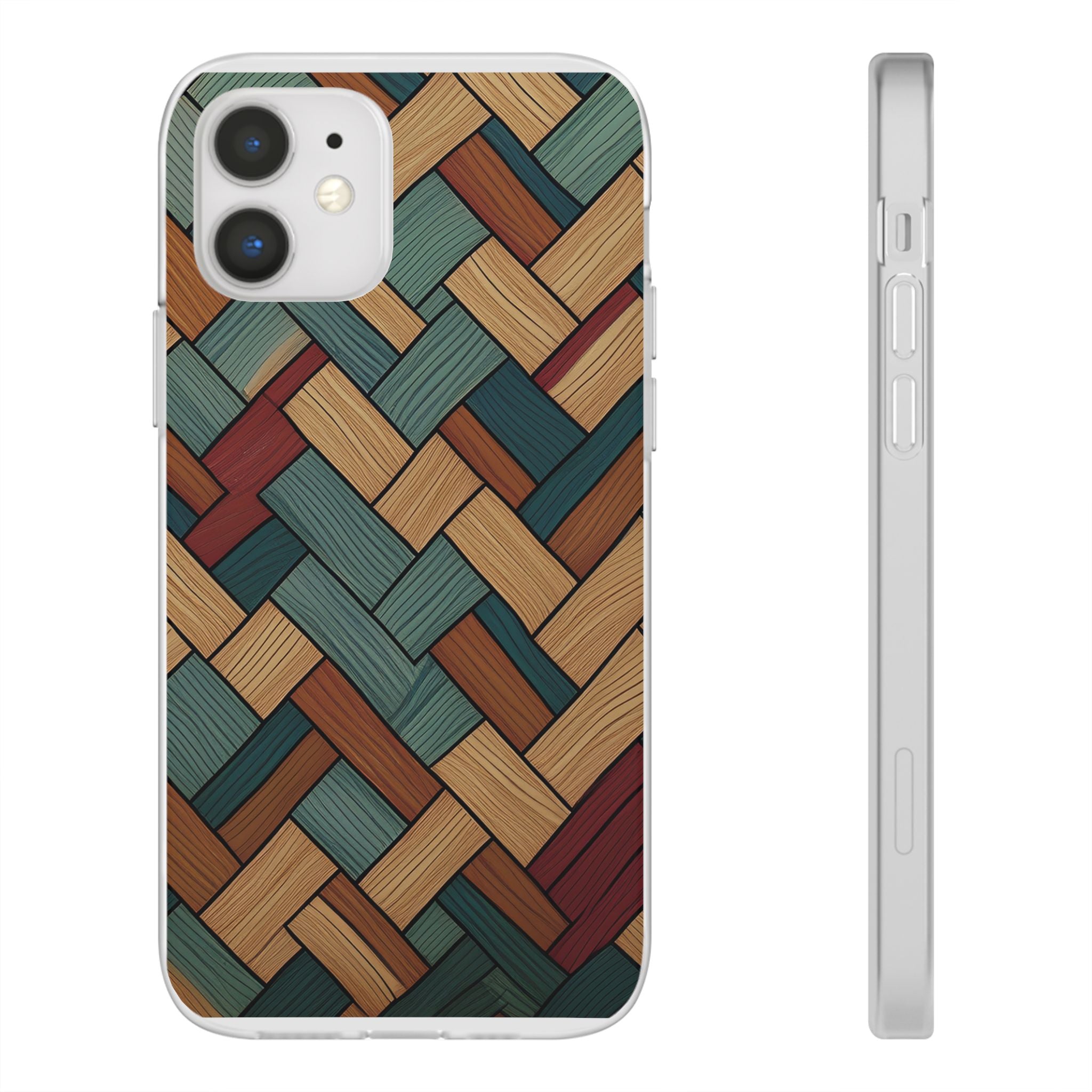 Woven Wood Pattern Phone Case — Rustic Geometric iPhone Flexi Case