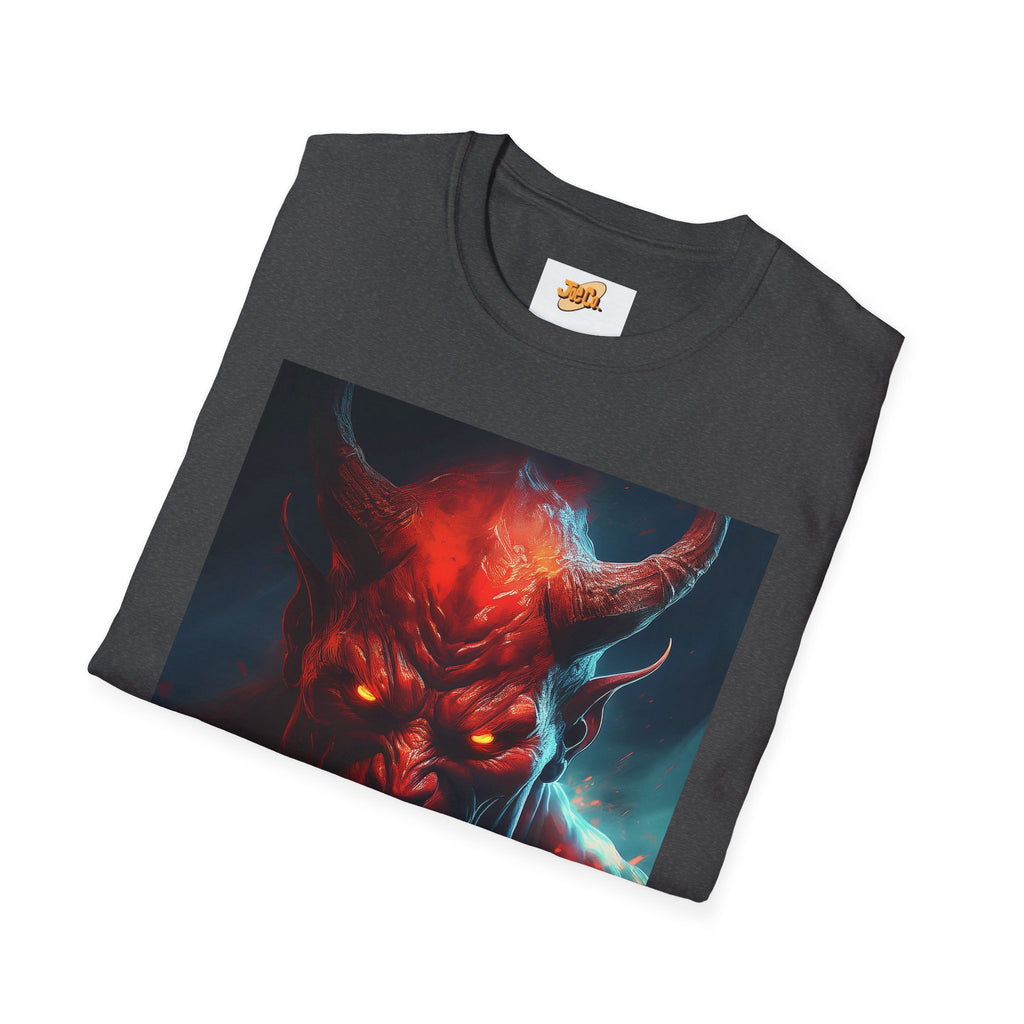 Demon Skull T-Shirt — Fiery Horned Demon Graphic Tee