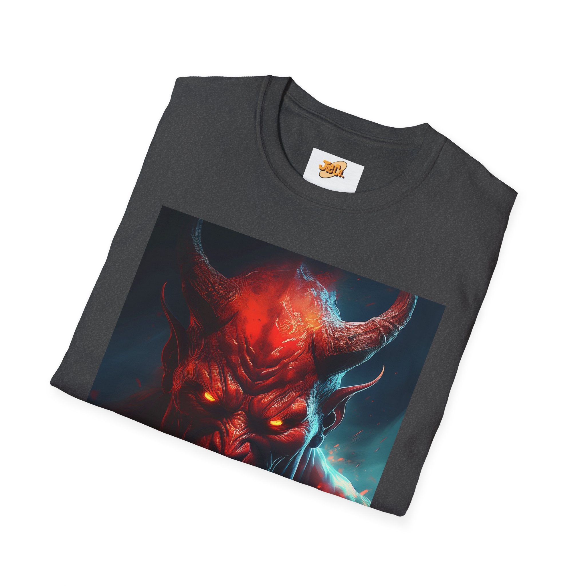 Demon Skull T-Shirt — Fiery Horned Demon Graphic Tee